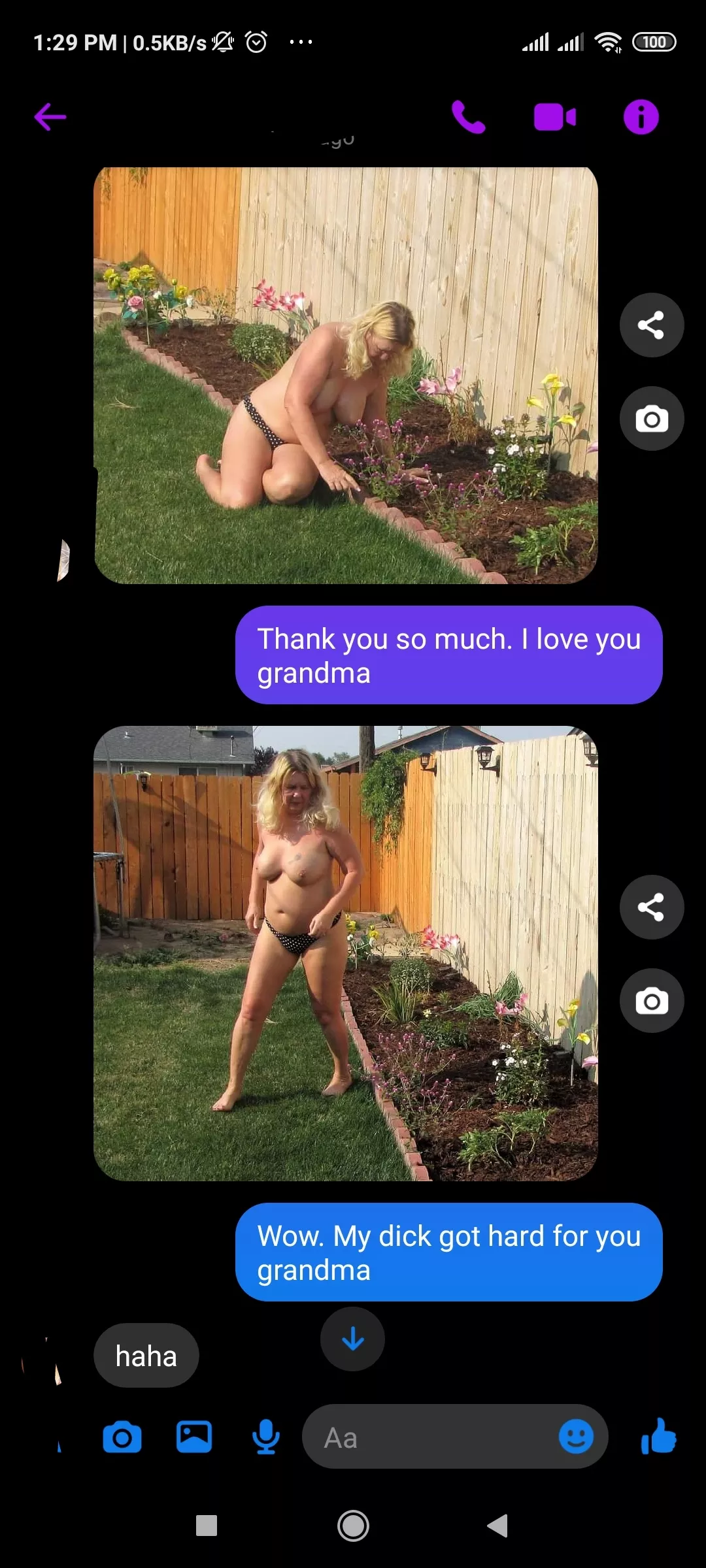 Recent chat with my grandma. Upvote to unlock her nude. posted by farhan7668