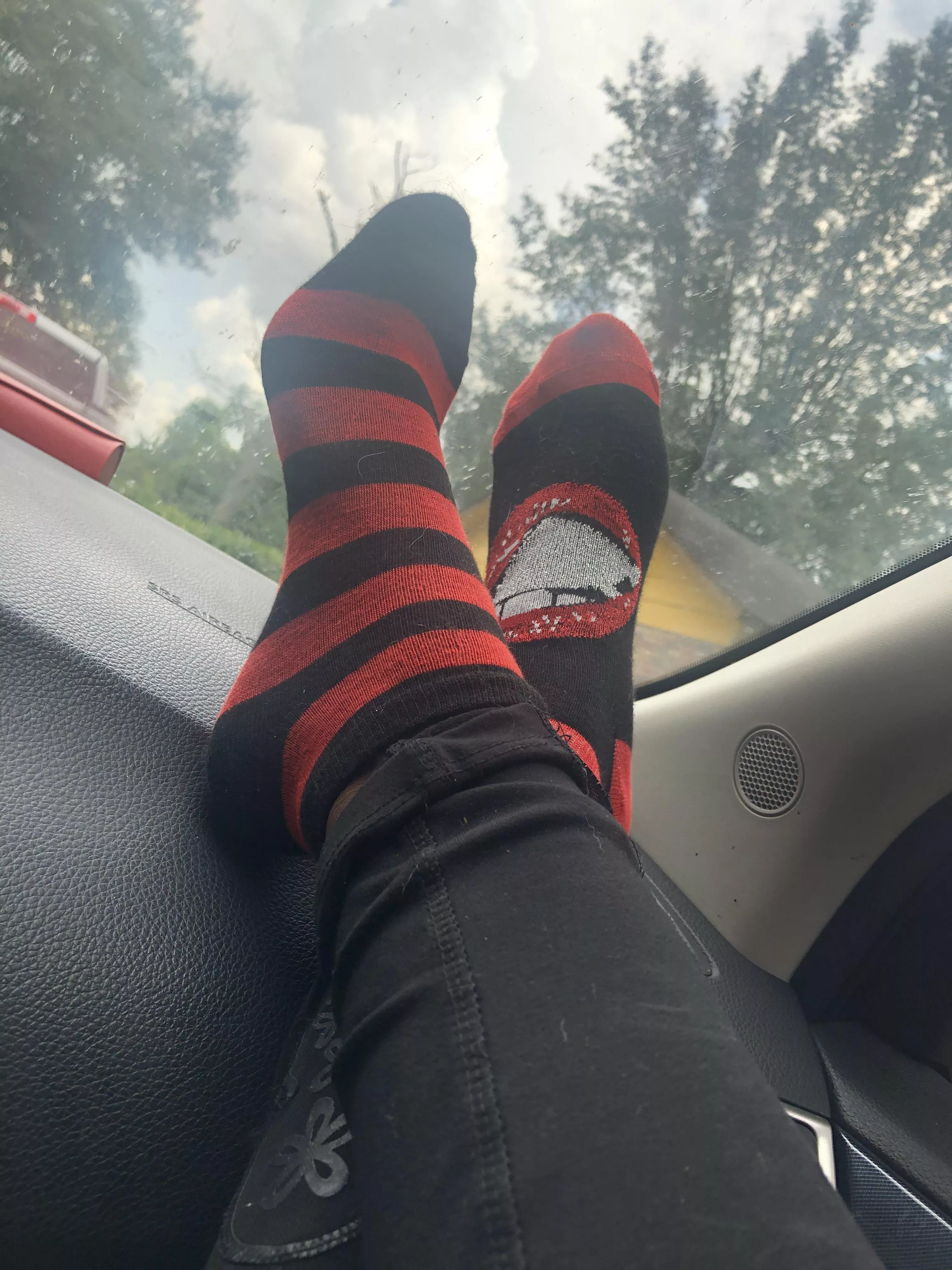 Red and black ankle socks âœ¨ posted by Apart-Wish