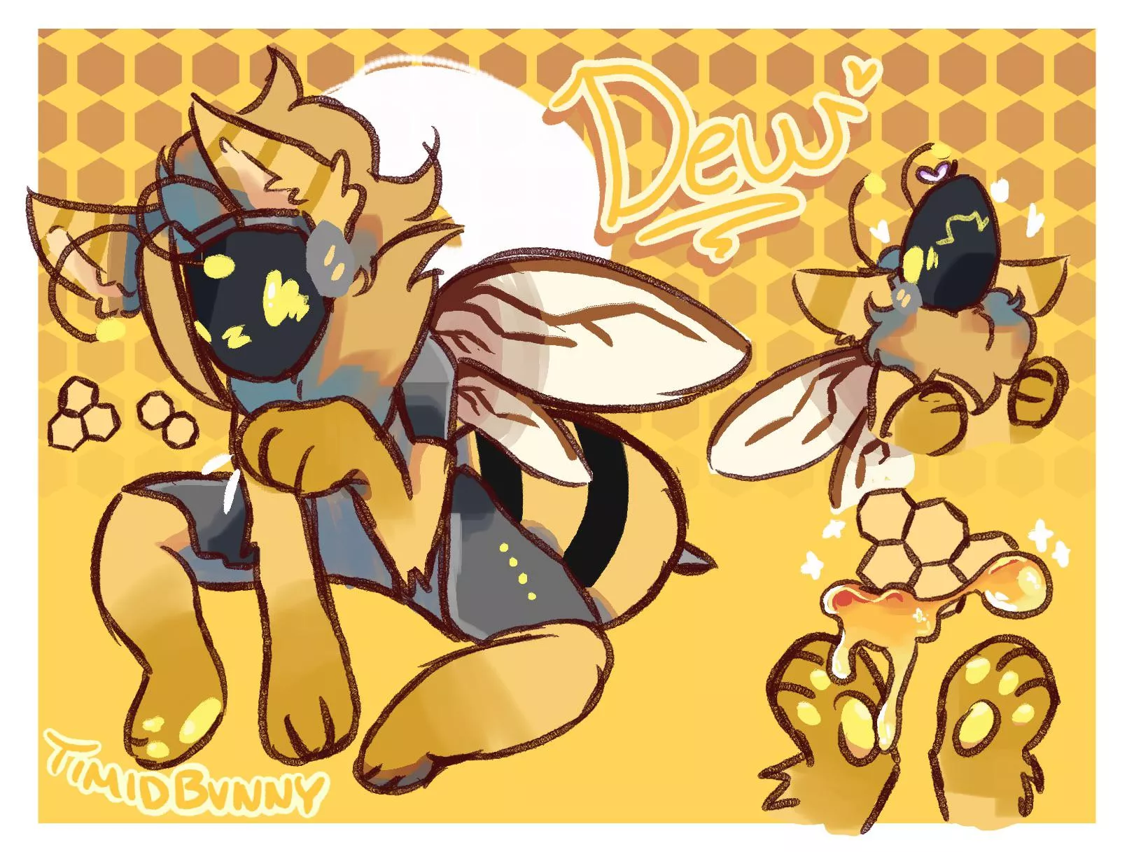 Redrawing and renaming my little bee proto, dew! (Art by me @TIMIDBVNNY) posted by Timidbvvnny