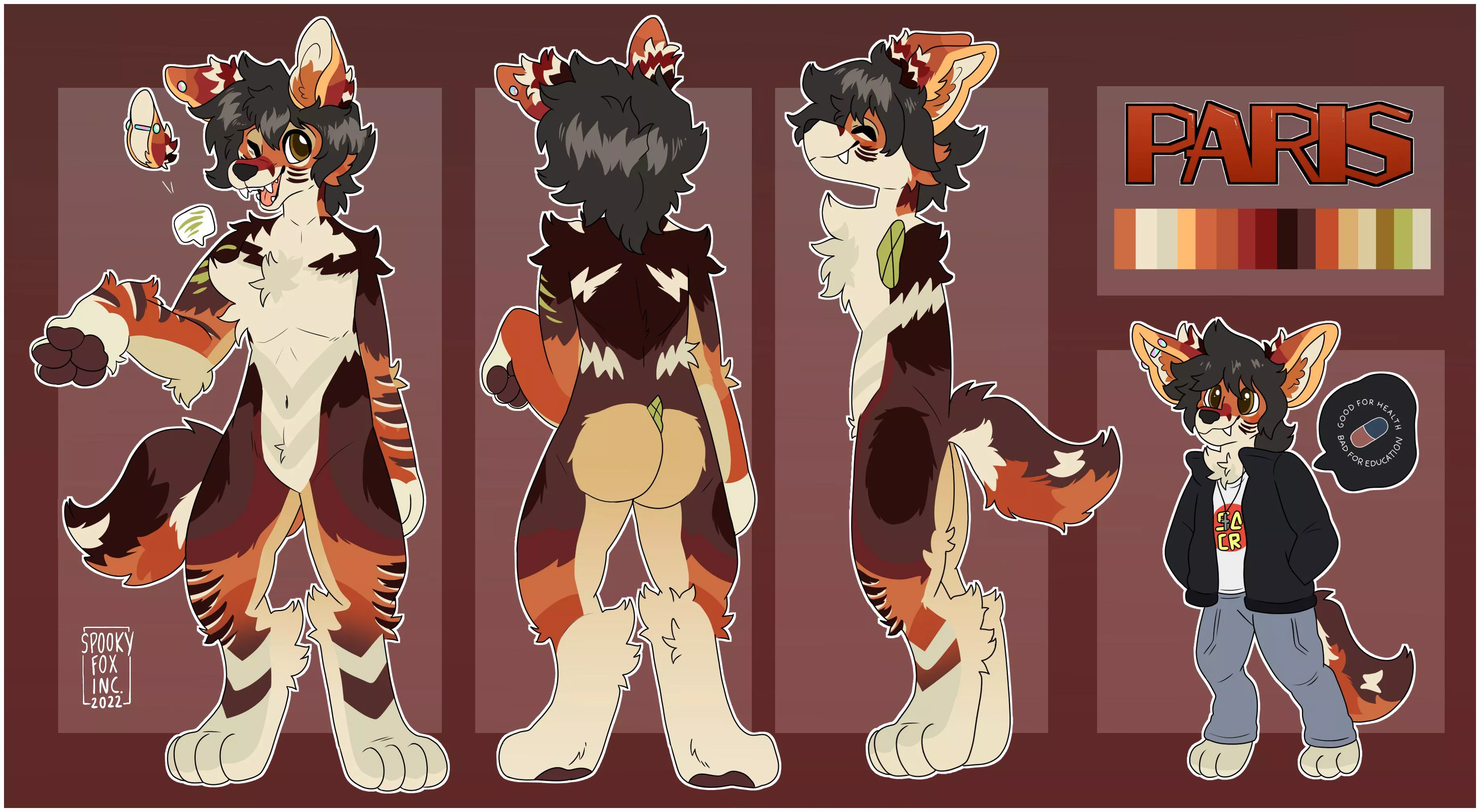 💖🦴🌸 ref sheet i did for bookwerm, art by me @spookyfoxinc on twitter posted by spookyfoxinc