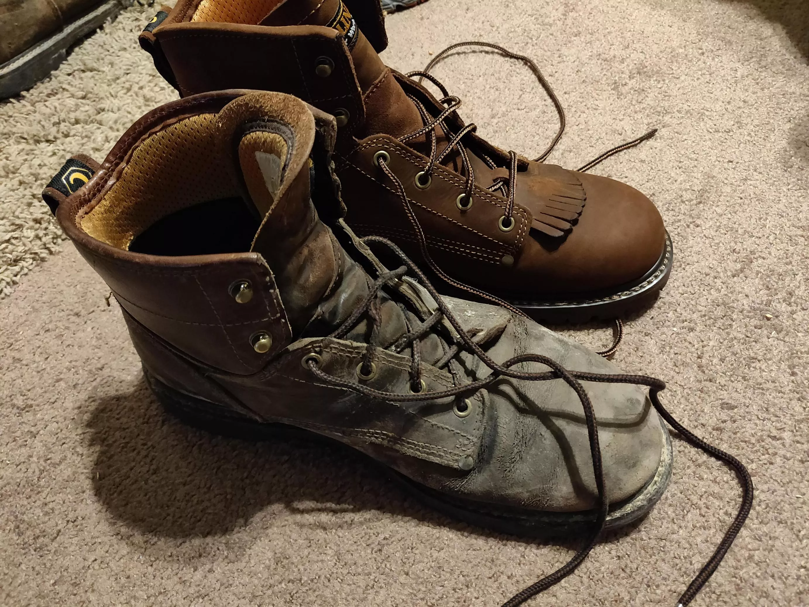 Retired my Carolina boots after 5 years, took a picture of the same boots but brand new. posted by Spykez0129