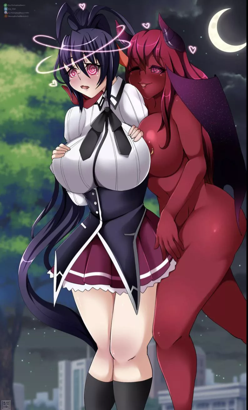 Rias and Akeno (enethelightningdancer) posted by BaconPizza2908