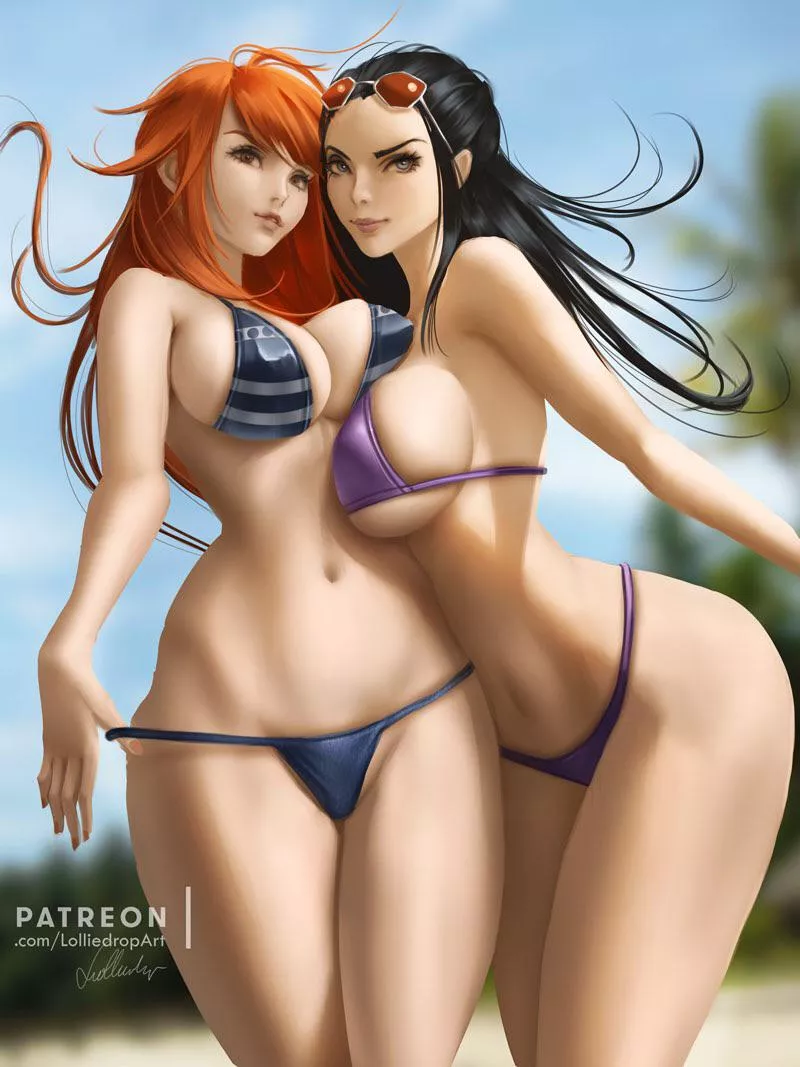 Robin & Nami in bikinis / c: LolliedropArt posted by wanker_william