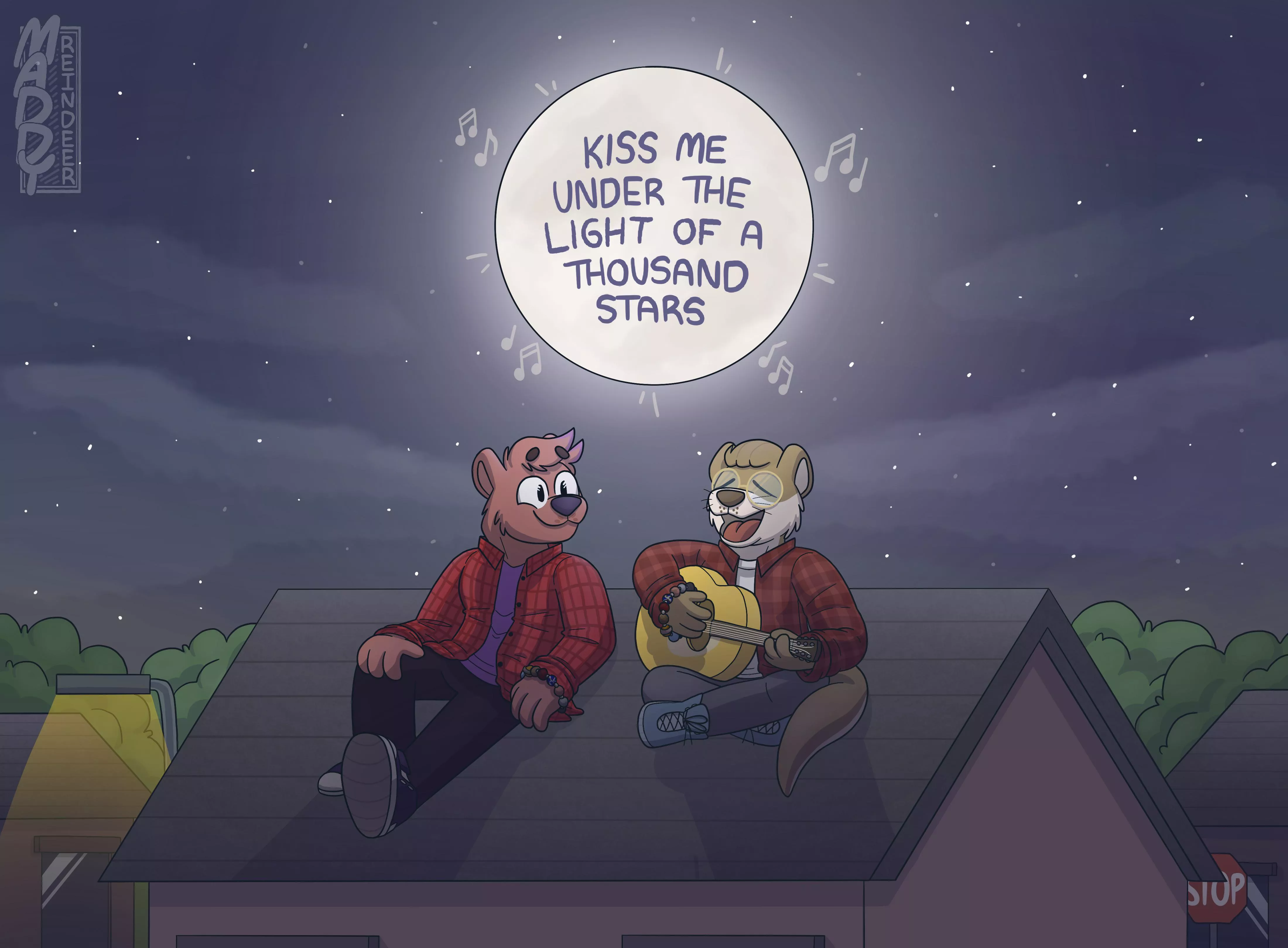 Rooftop singing 🎶 (Art by me) posted by MaddyReindeer