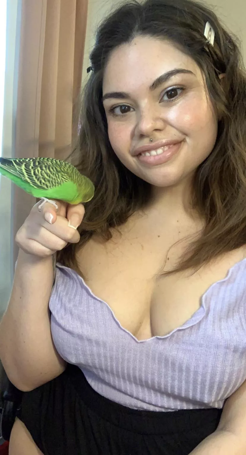 Russian x Mexican (Larry the bird is not mixed race, just a parakeet) posted by mollyzedolly