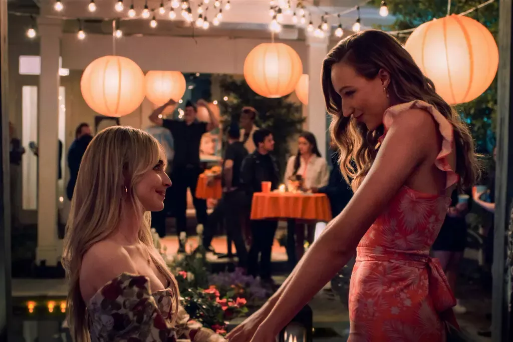 Sabrina Carpenter, left, and Ava Michelle in â€œTall Girl 2.â€ Netflix posted by Hidethegoodbiscuits