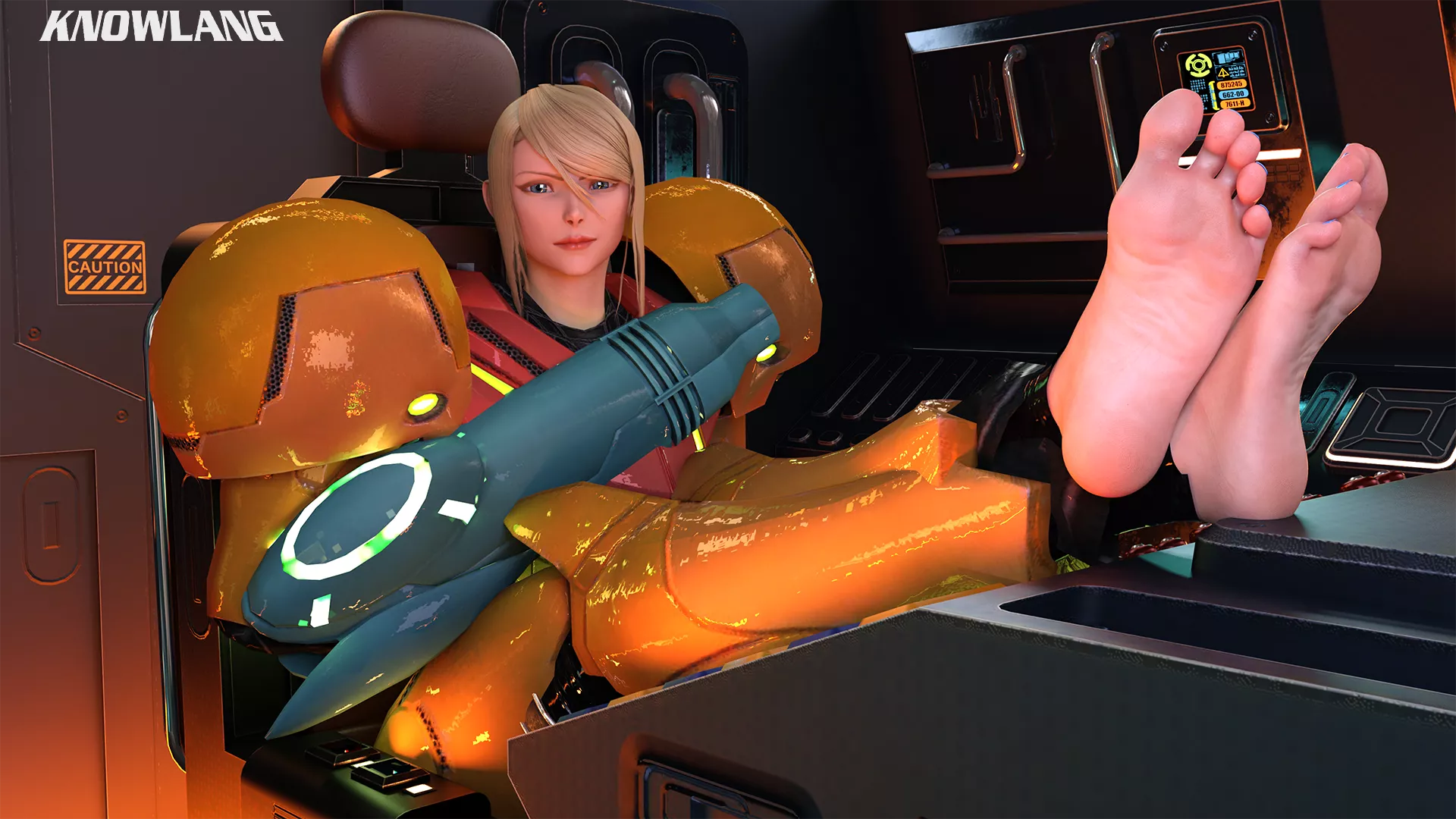 Samus - Feet up in the cockpit [Metroid] posted by knowlang