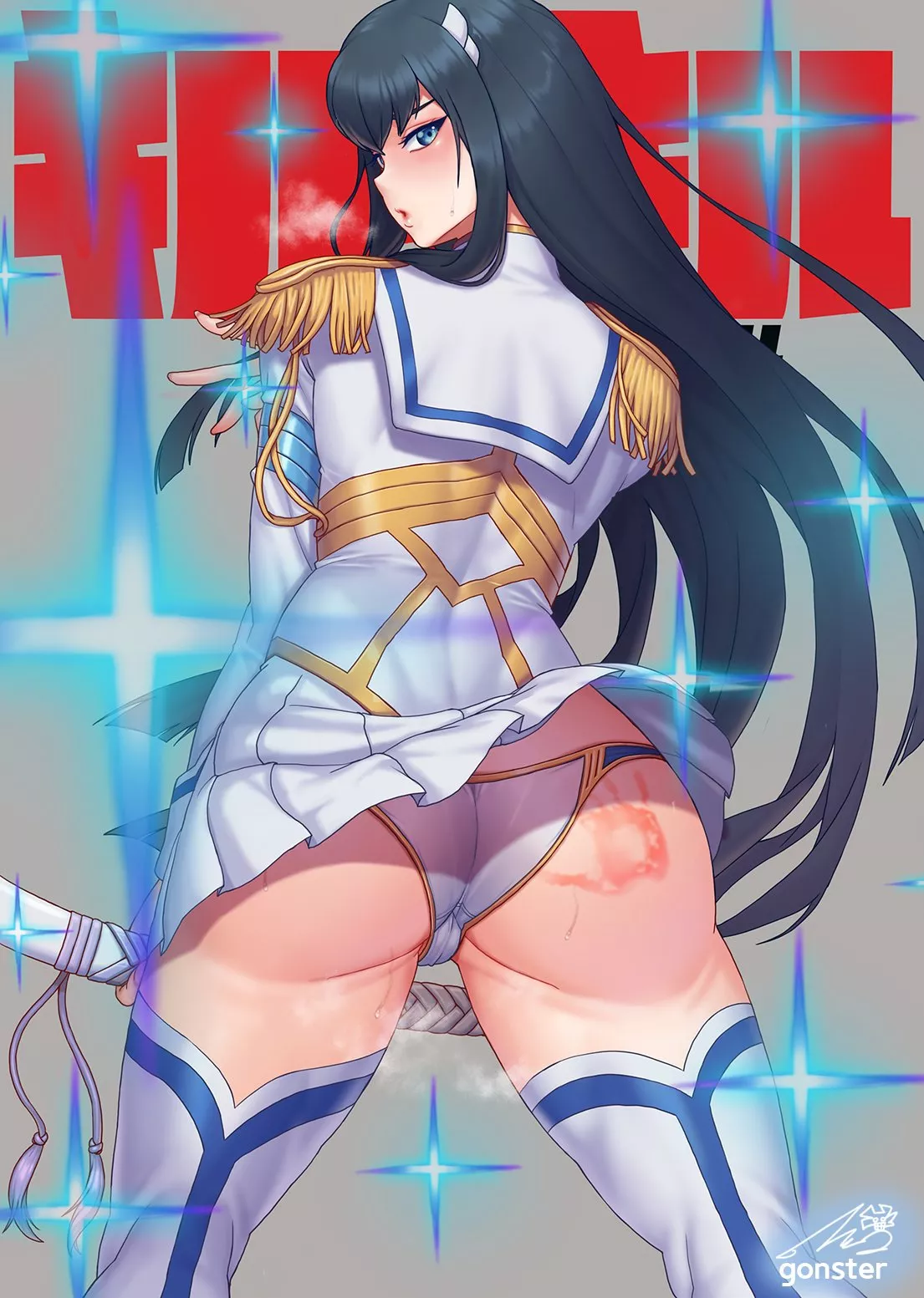 Satsuki Kiryuin - a cheeky slpa mark under her skirt (Gonster) [Kill la Kill] posted by gifsundgirls