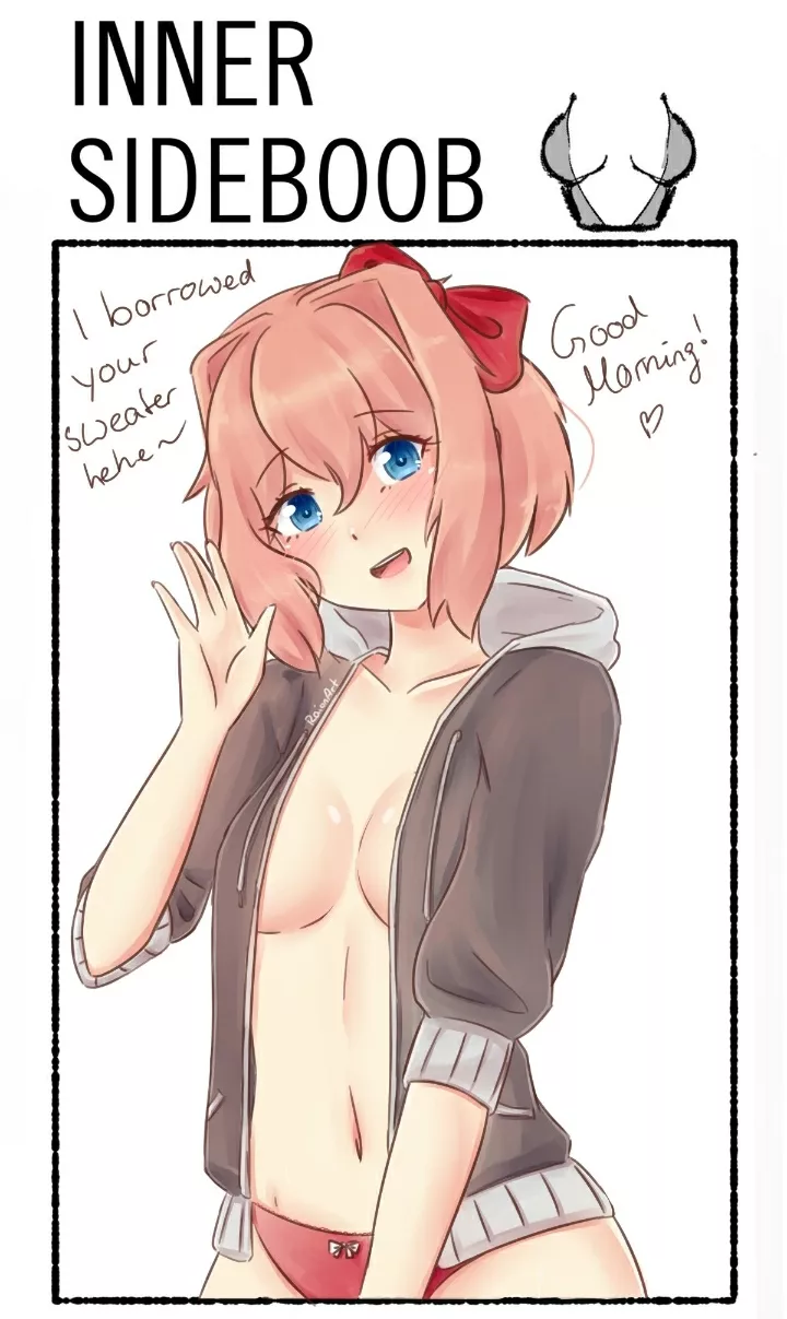 Sayori borrows your hoodie (RaionArt) [Doki Doki Literature Club] posted by PGC_OnePump