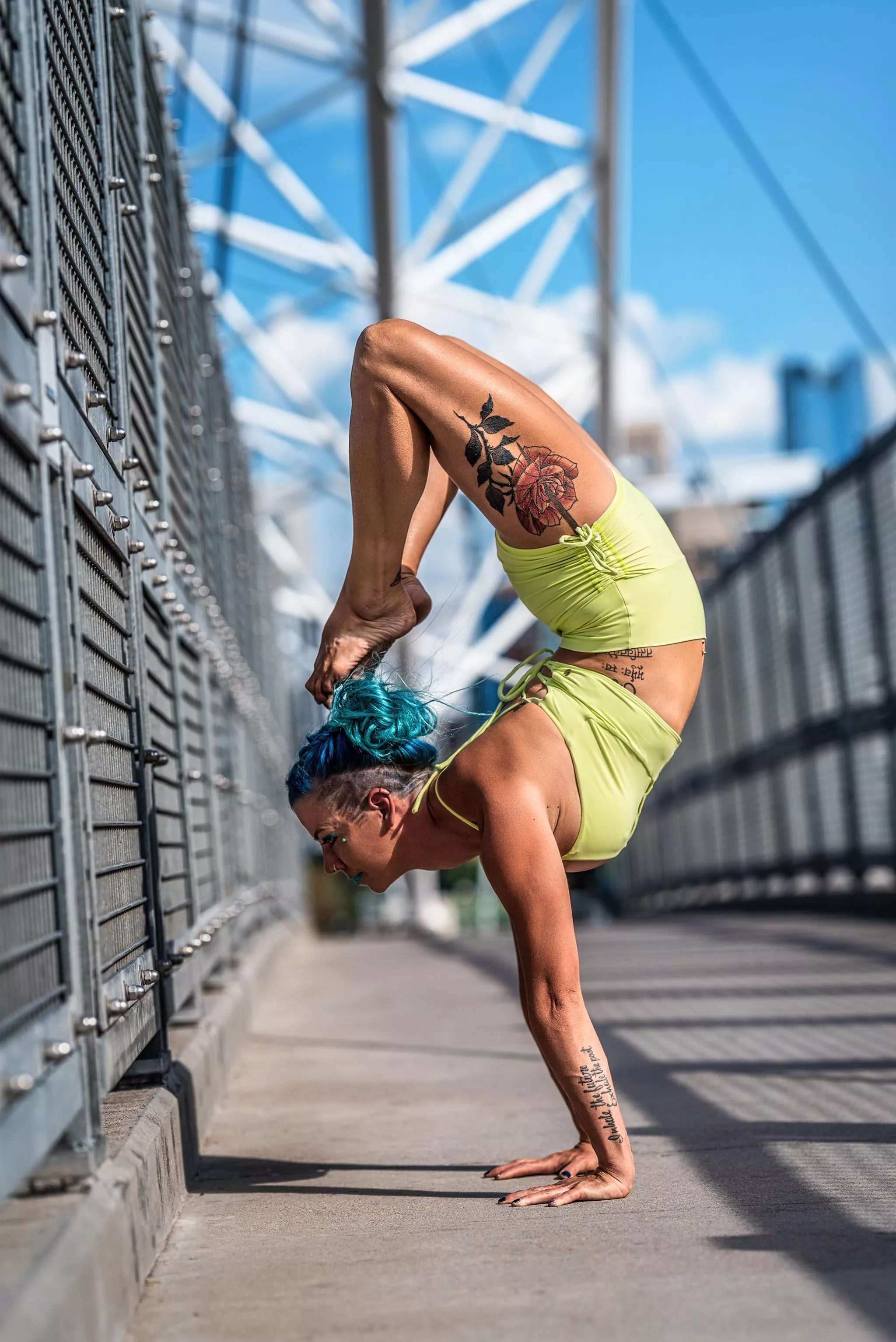 Scorpion pose in the city. posted by YogaPhotographer