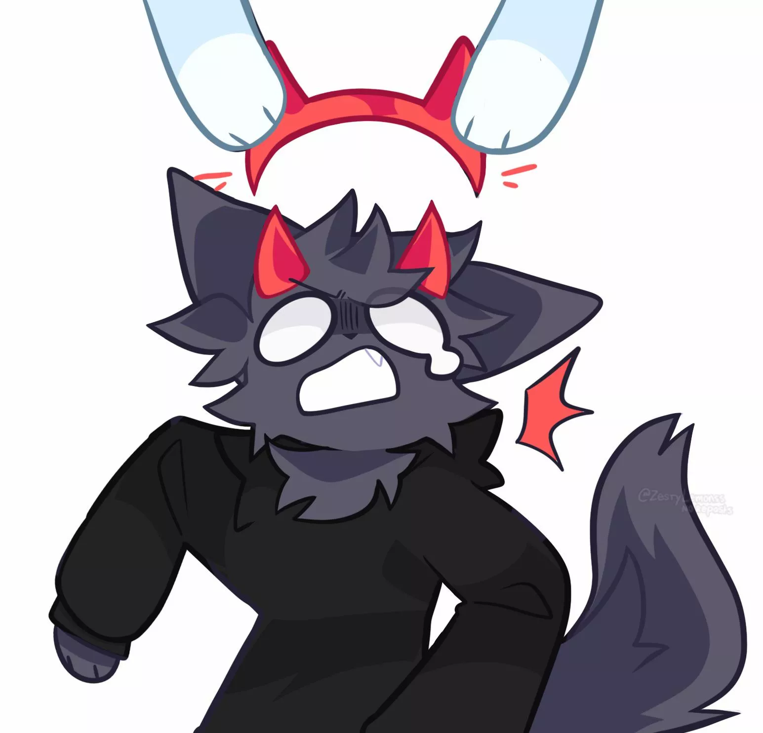 secret revealed, horns within the headband [ art by me @zestylemonss on twitter) posted by Iazuli