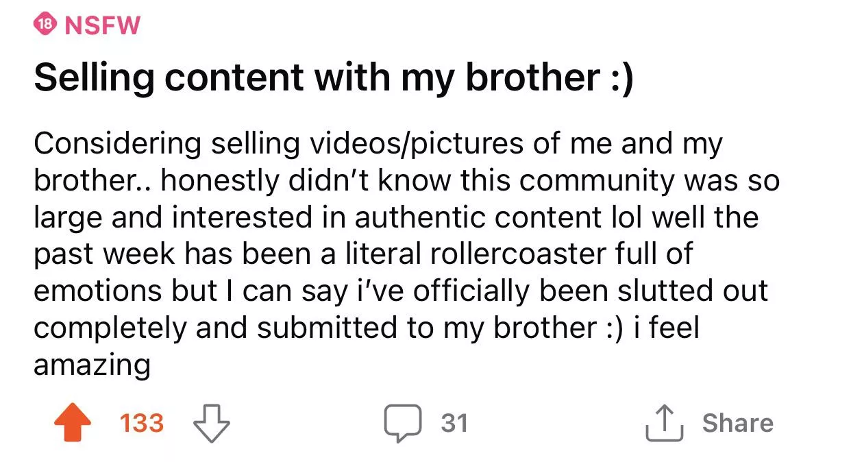 Selling content with my brother :) posted by cxmluv