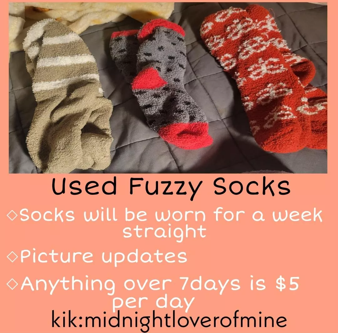 Selling my fuzzy socks❤ who wants a pair of dirty, smelly, sweaty socks? $30 per pair (includes shipping) posted by feetfinderbaby888