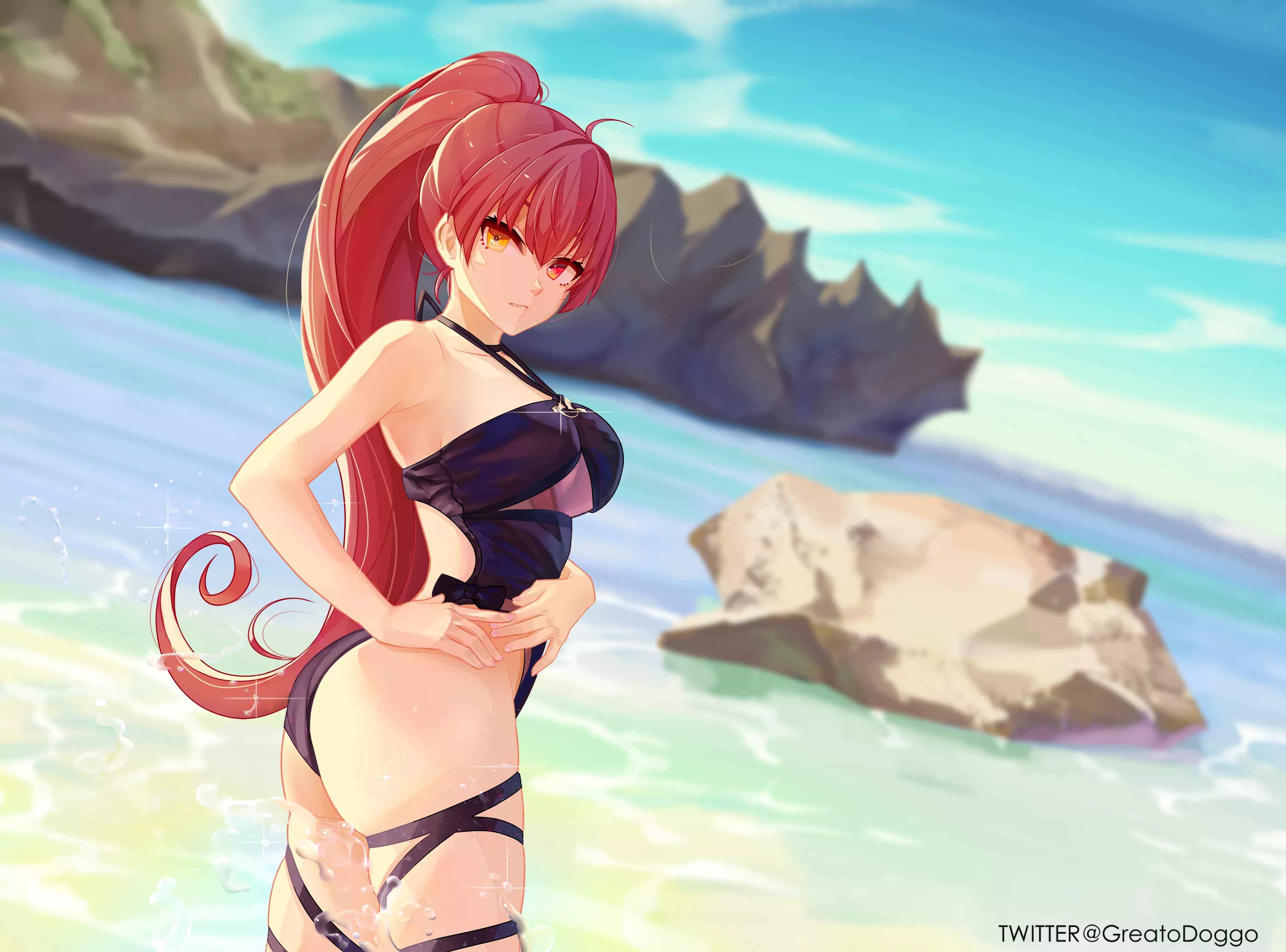 Senchou Marine's natural body on the beach (that booty tho) posted by poopycacashire