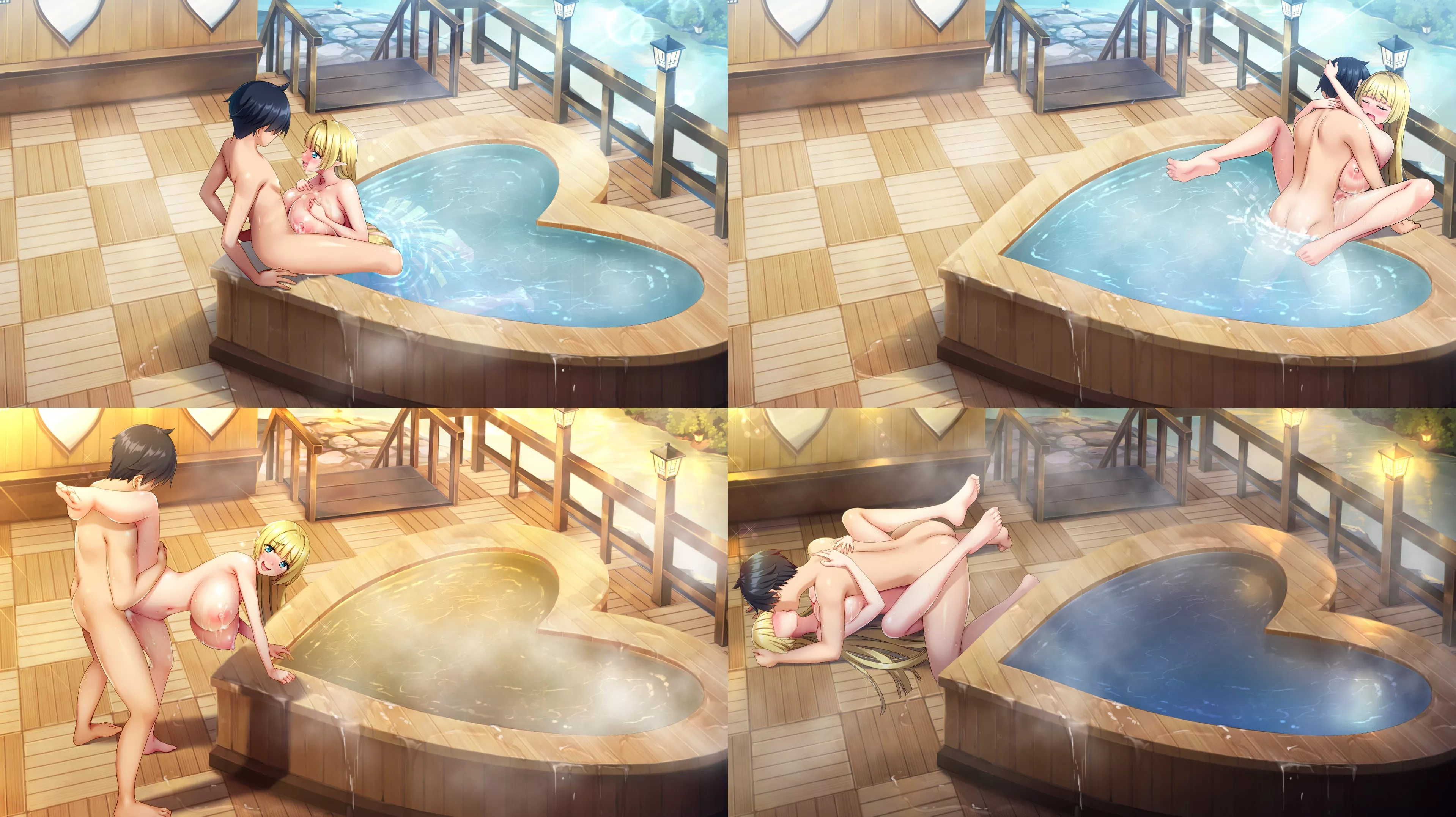 Sex marathon with a big-breasted elf at a hot springs/onsen (Derauea) [Motto! Haramase! Honoo no Oppai Isekai Chou Ero Succubus Gakuen!] posted by llamanatee