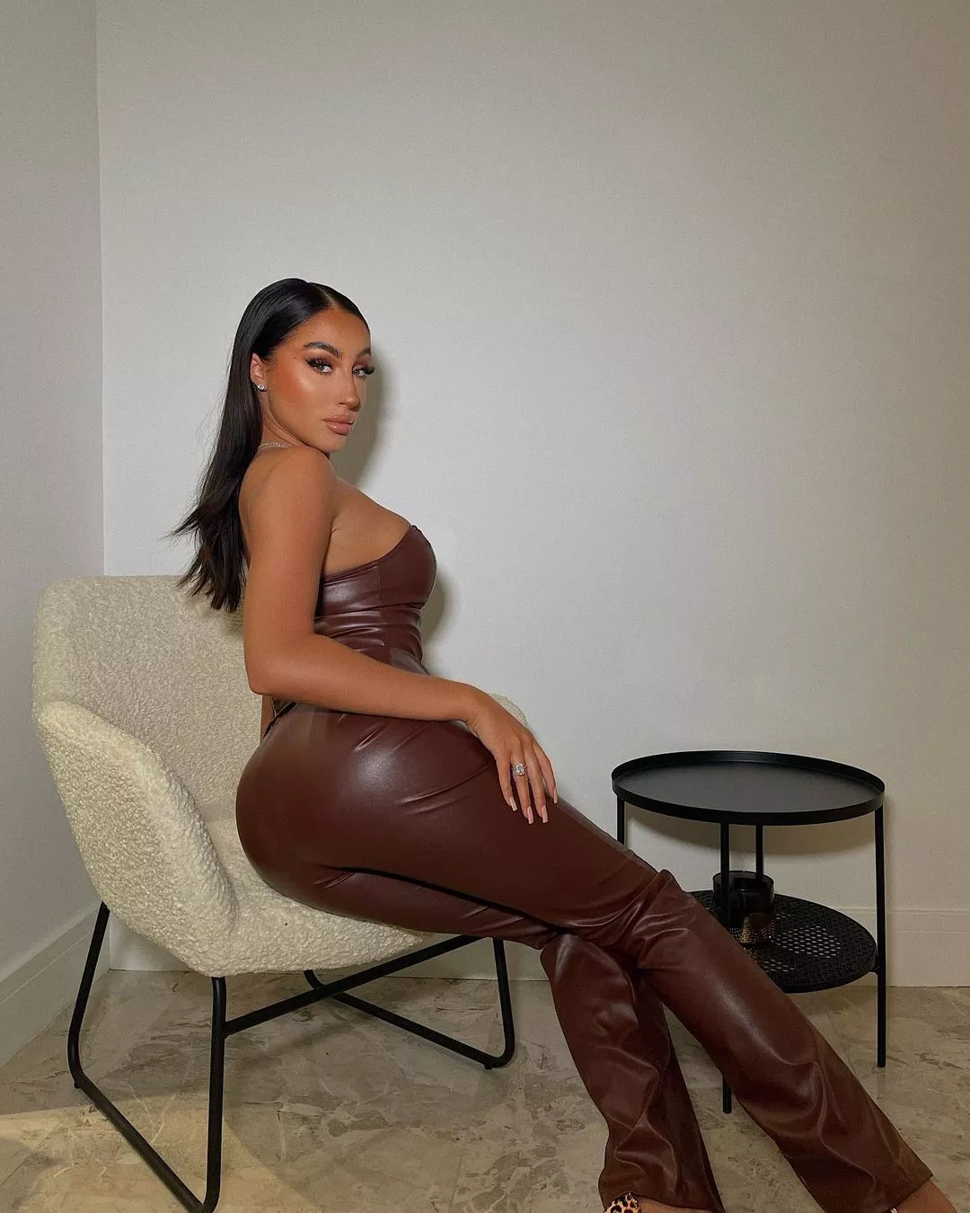 Sexy Rachel in Brown Leather x posted by throne2bone