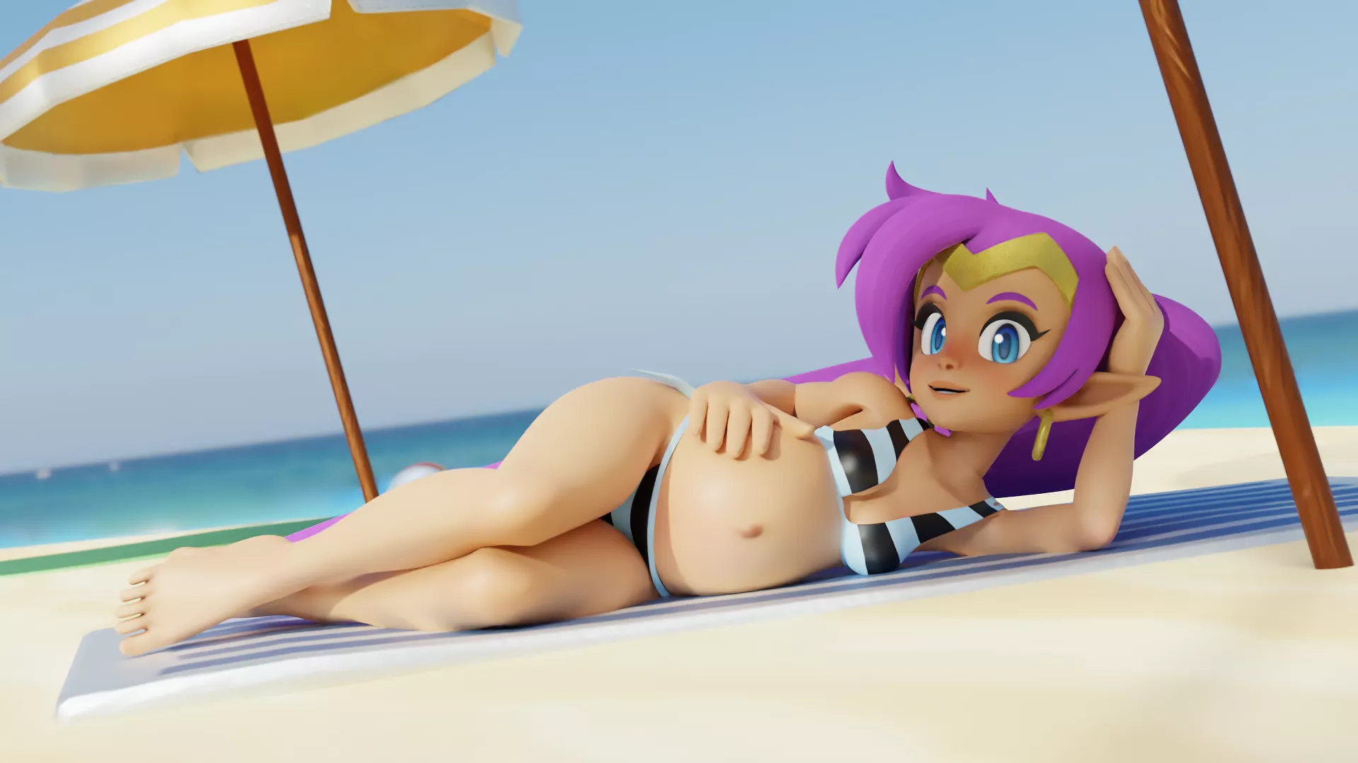 Shantae relaxing on a beach posted by hdddestroyer