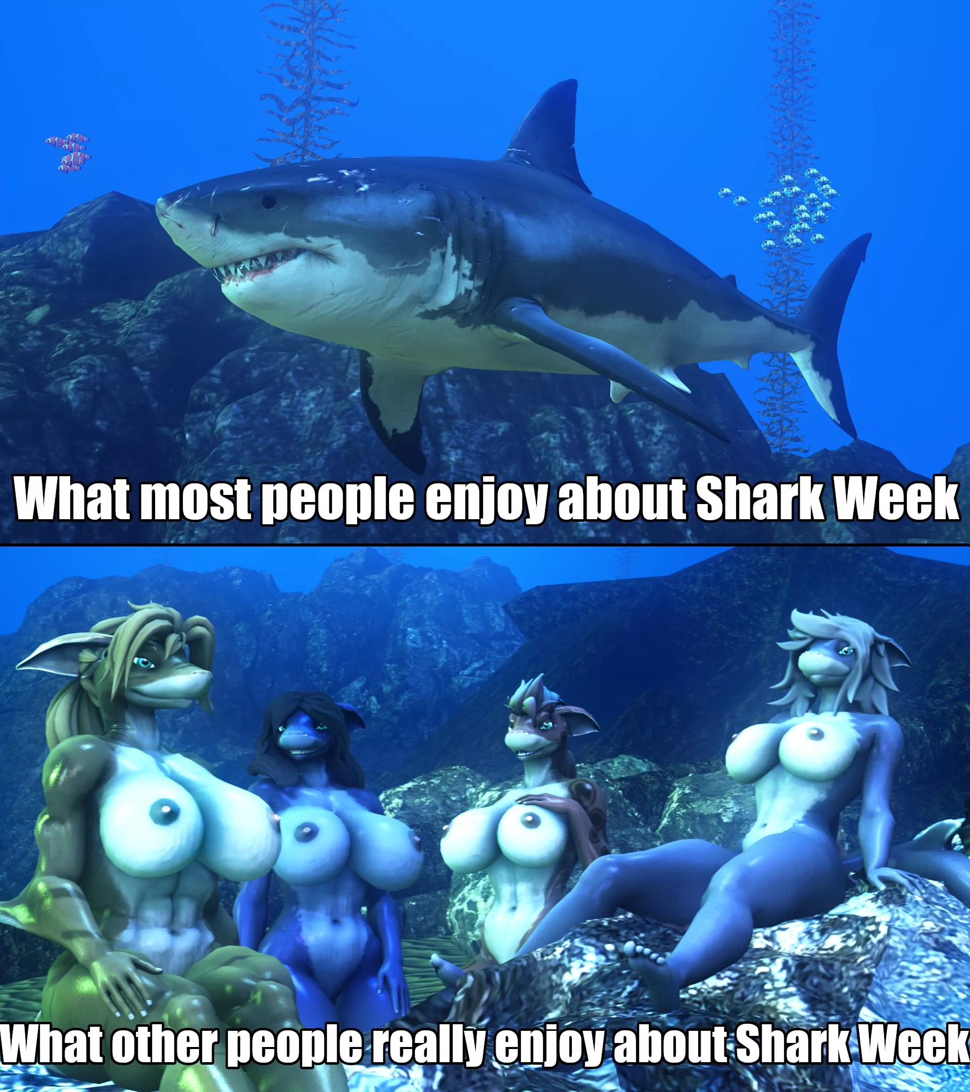 Shark Week meme [F] (Sanguine_Paladin) posted by OwO_Bot