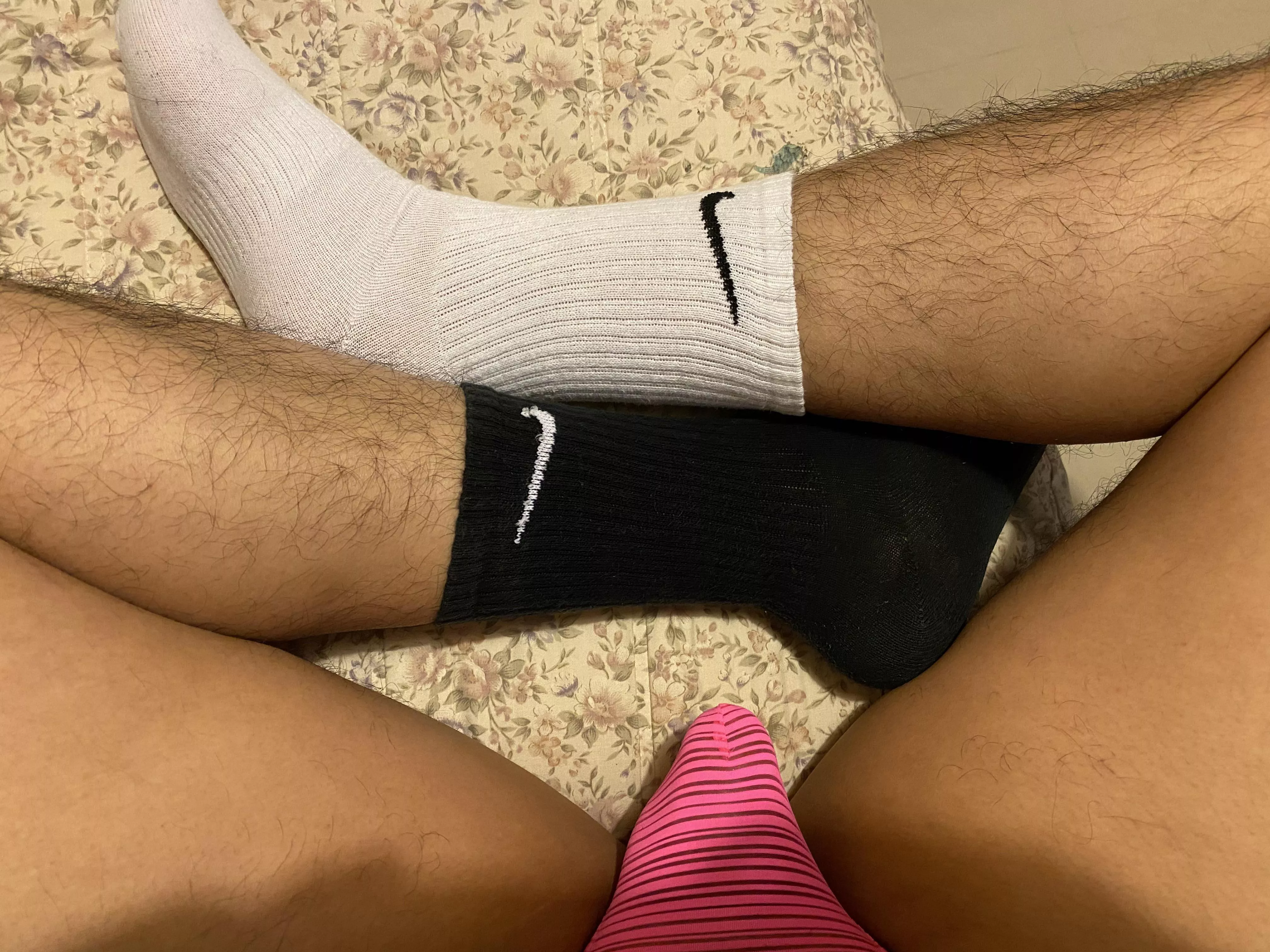 Should I wear white or black socks with a pink thong? posted by thongs0786