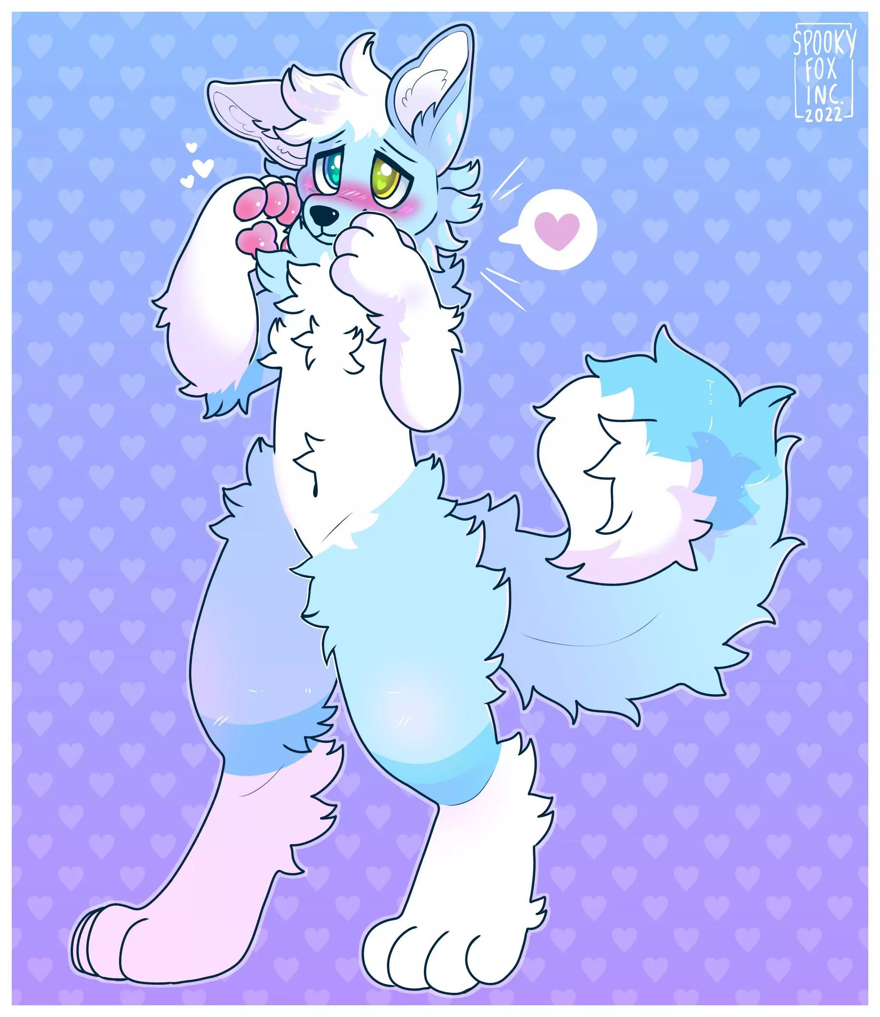 shy! <commission for woof, art by me @spookyfoxinc on twitter> posted by spookyfoxinc