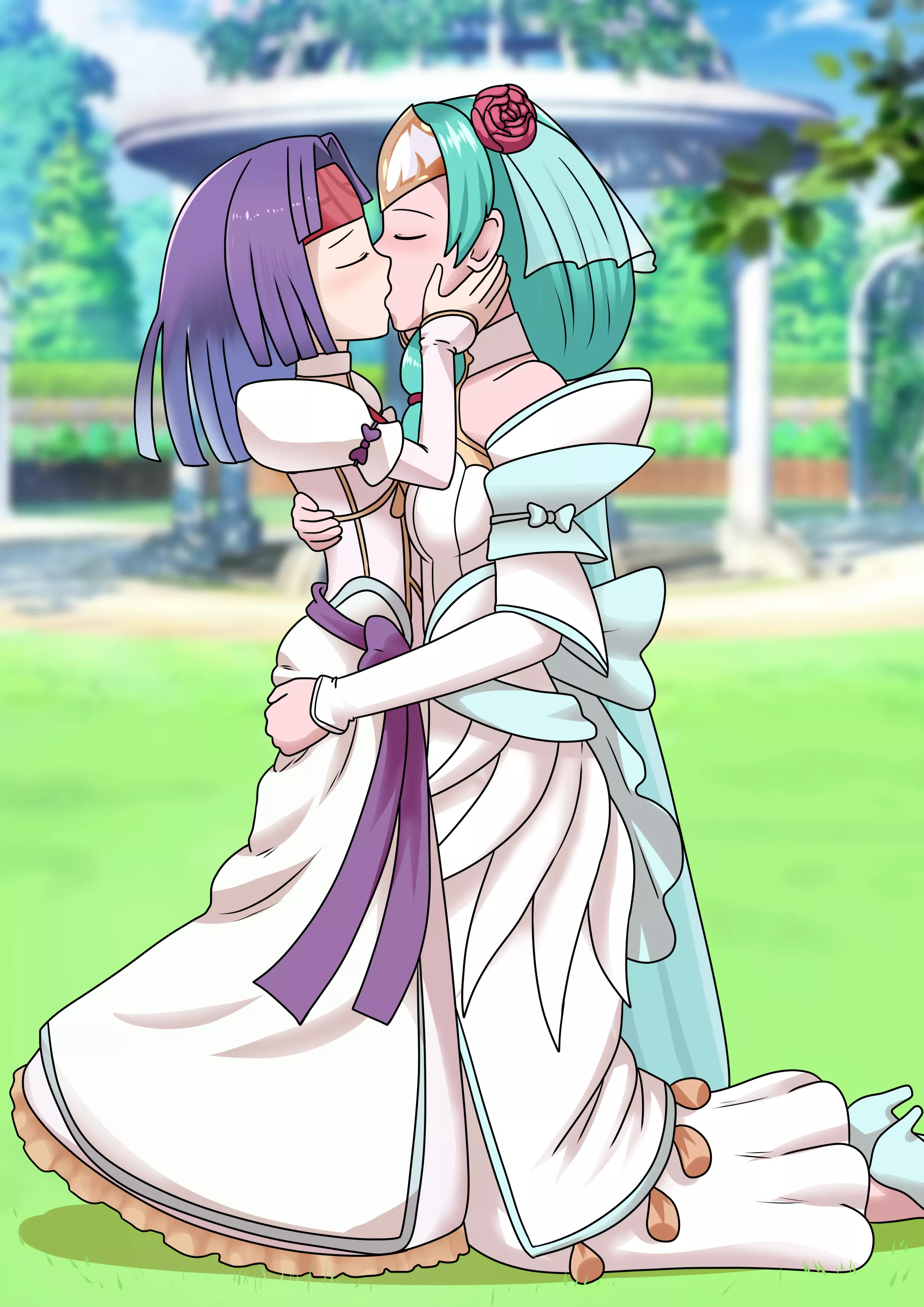 Sigrun and Sanaki Wedding Kiss [Fire Emblem] (Commission) posted by fe30010