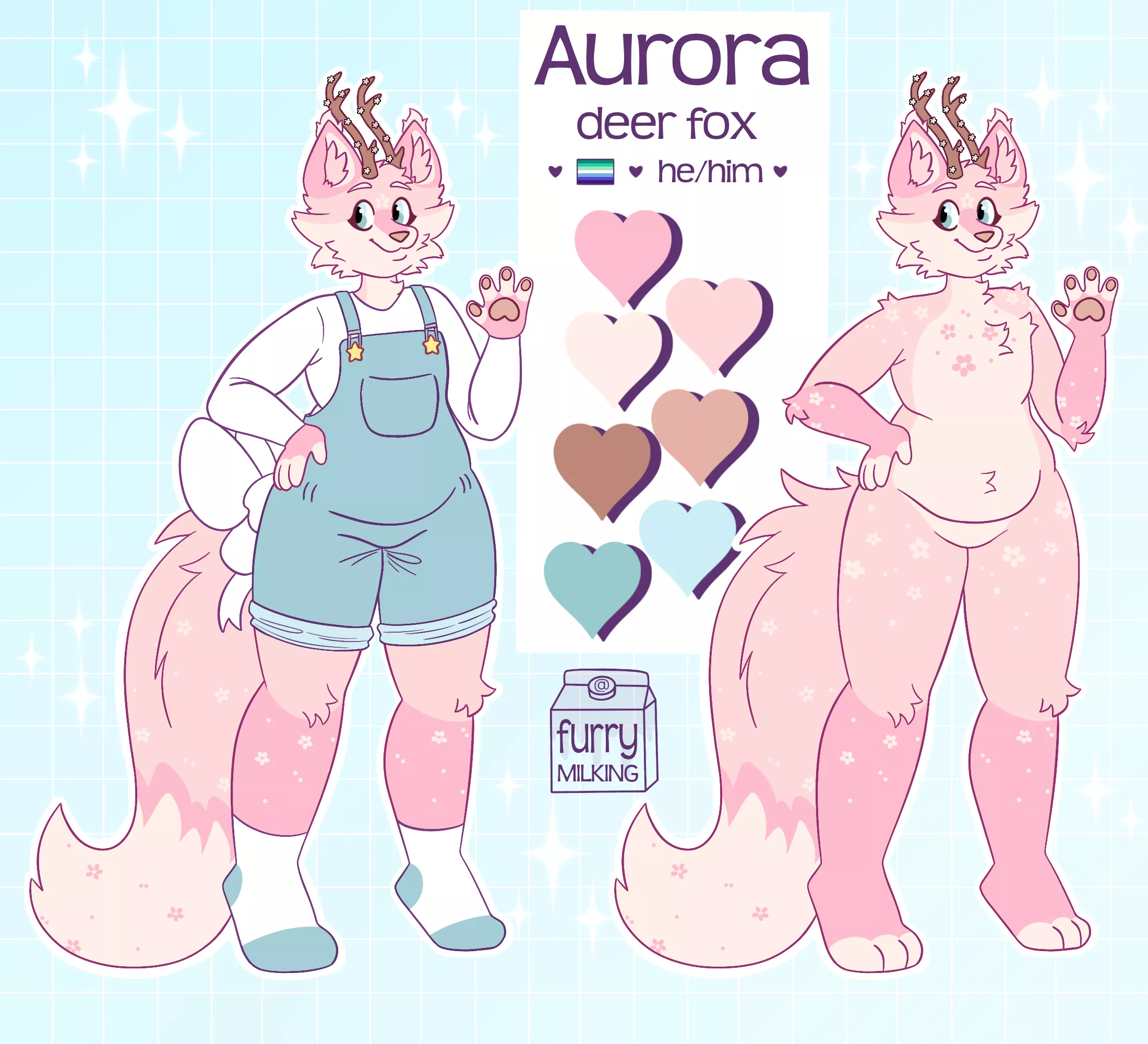 ♥ slight redesign + ref for my character Aurora! ♥ (art by me) posted by furrymilking