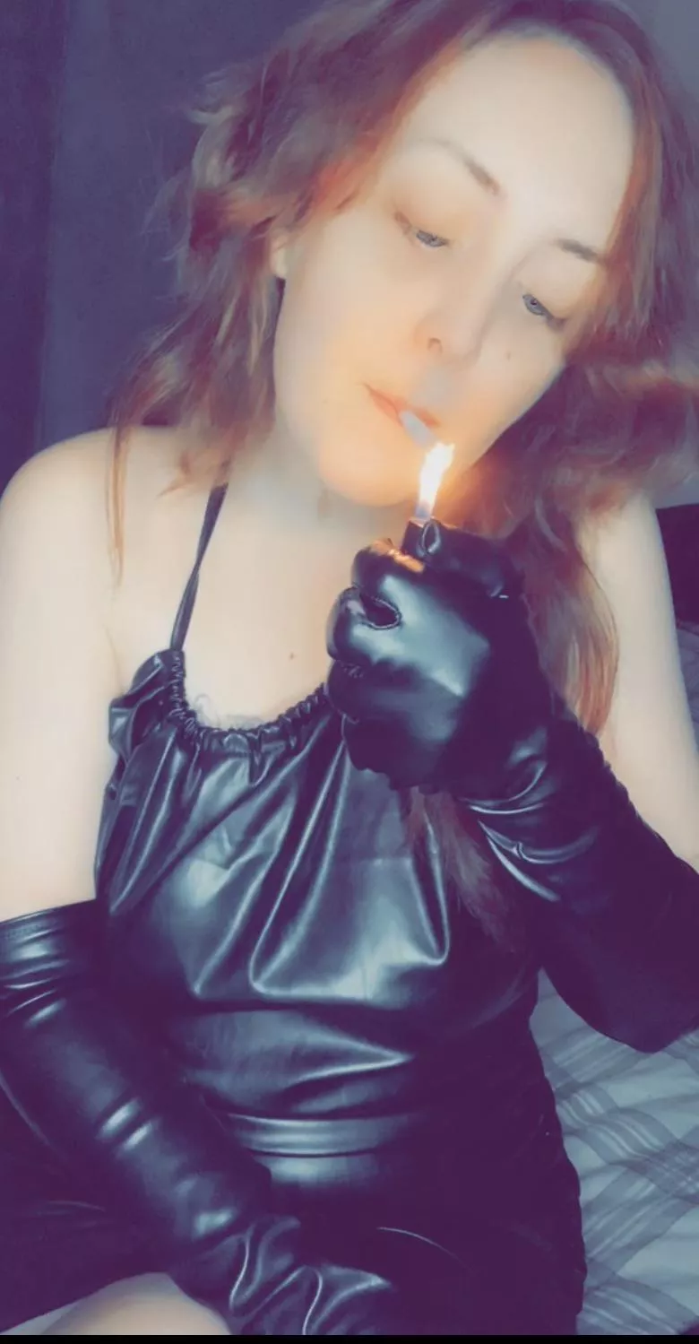 smoking in all leather… tell me how hot I am posted by GoddessAimee