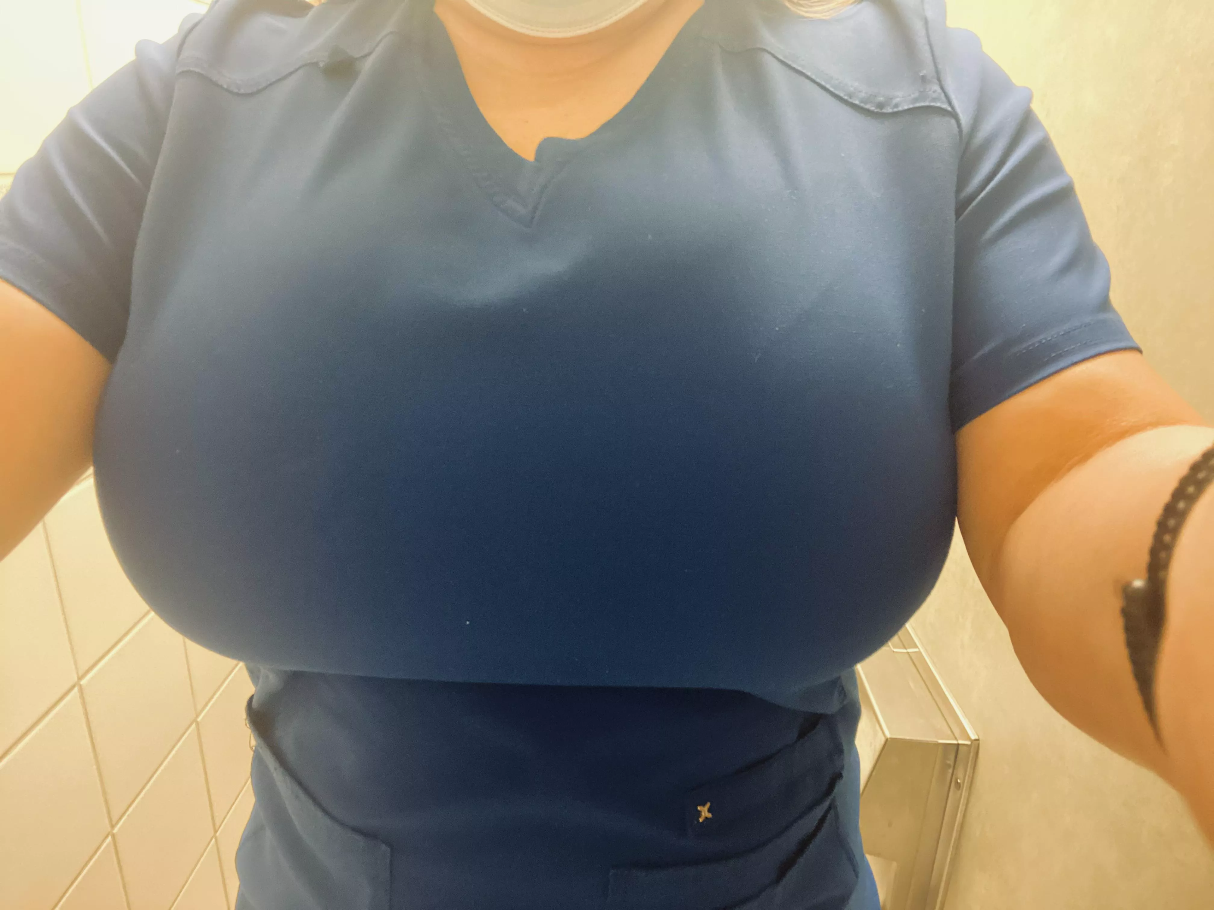 someone asked to see me with scrubs on 💙 posted by thebustiestnurse_og