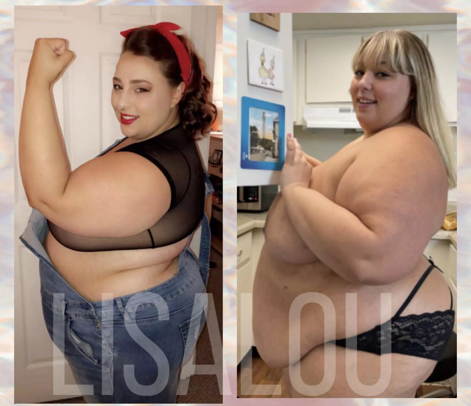 Someone sent these two pictures of me to me, and I knew that I had to make a side by side comparison because there’s a 100lbs gain between the two! posted by BigCutieLisaLou