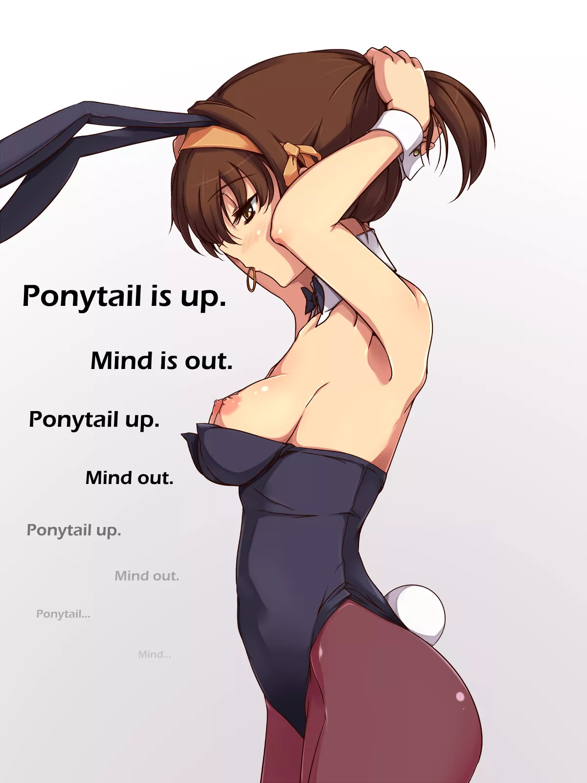 Something about the ritual of putting on the uniform and her hair made it very easy to relax. Ponytail up, mind out. [Art by Haruhisky, Manip by Sleepyhead97] posted by PaperHornyAlt