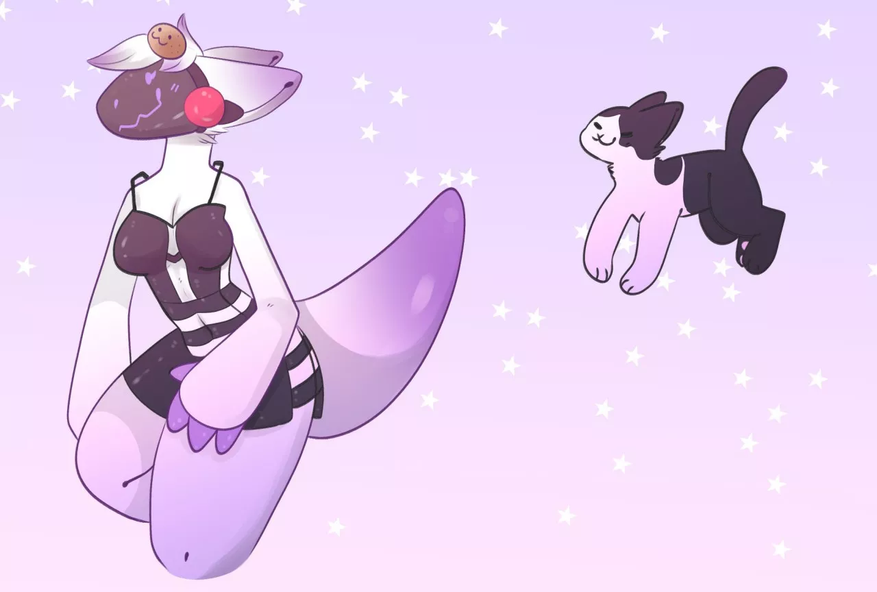 Space proto and her kitty :3 (artist:NeopolitanDoggy) posted by Pwoto_Alex