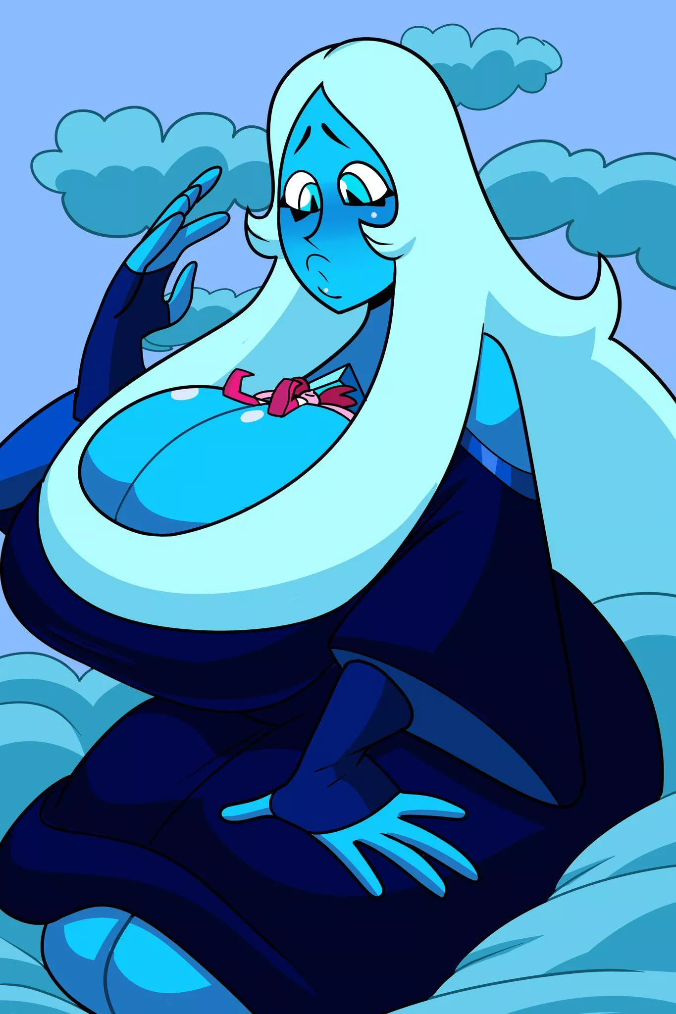 Spinel finds a comfy place to rest on Blue Diamond (art by SuperSpoe) posted by renegade_zibit