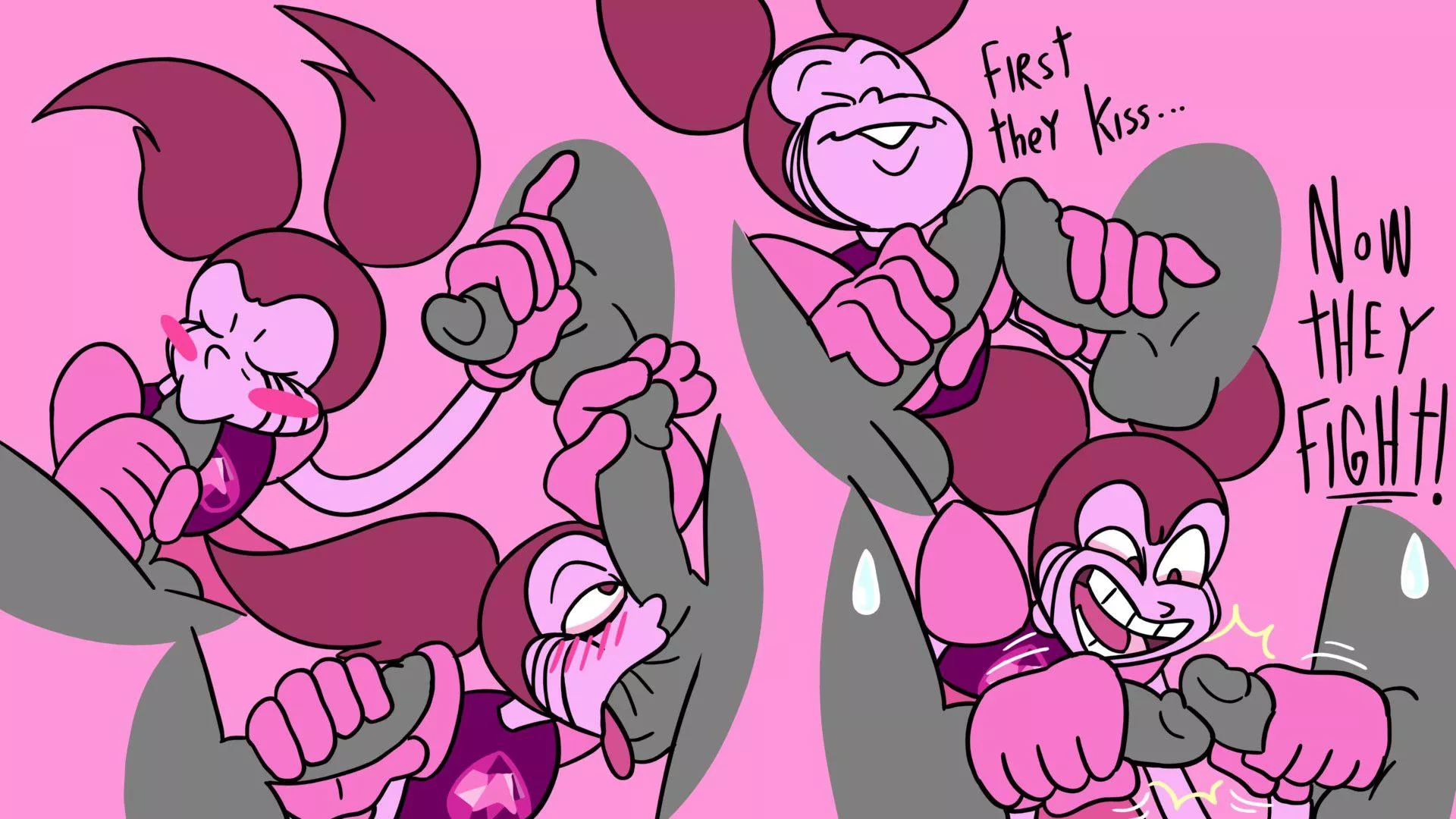 Spinel, having some fun with a couple of dicks (art by JonesBO50034805) posted by renegade_zibit