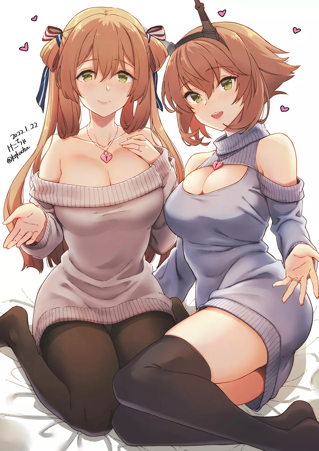 Springfield and Mutsu [GFL and Kancolle] posted by Wonogiri