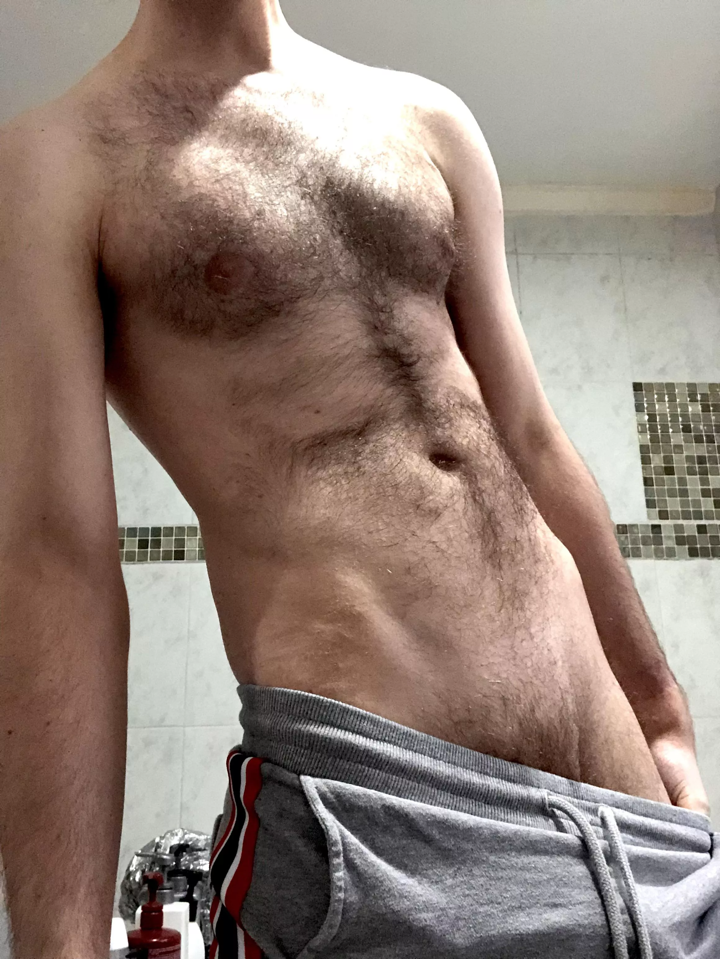 Started a new workout regime this week, so this is gonna be my before pic, and seeing as I’m hairy as fuck I may as well put it in this here fine community 😁 posted by sykstrr