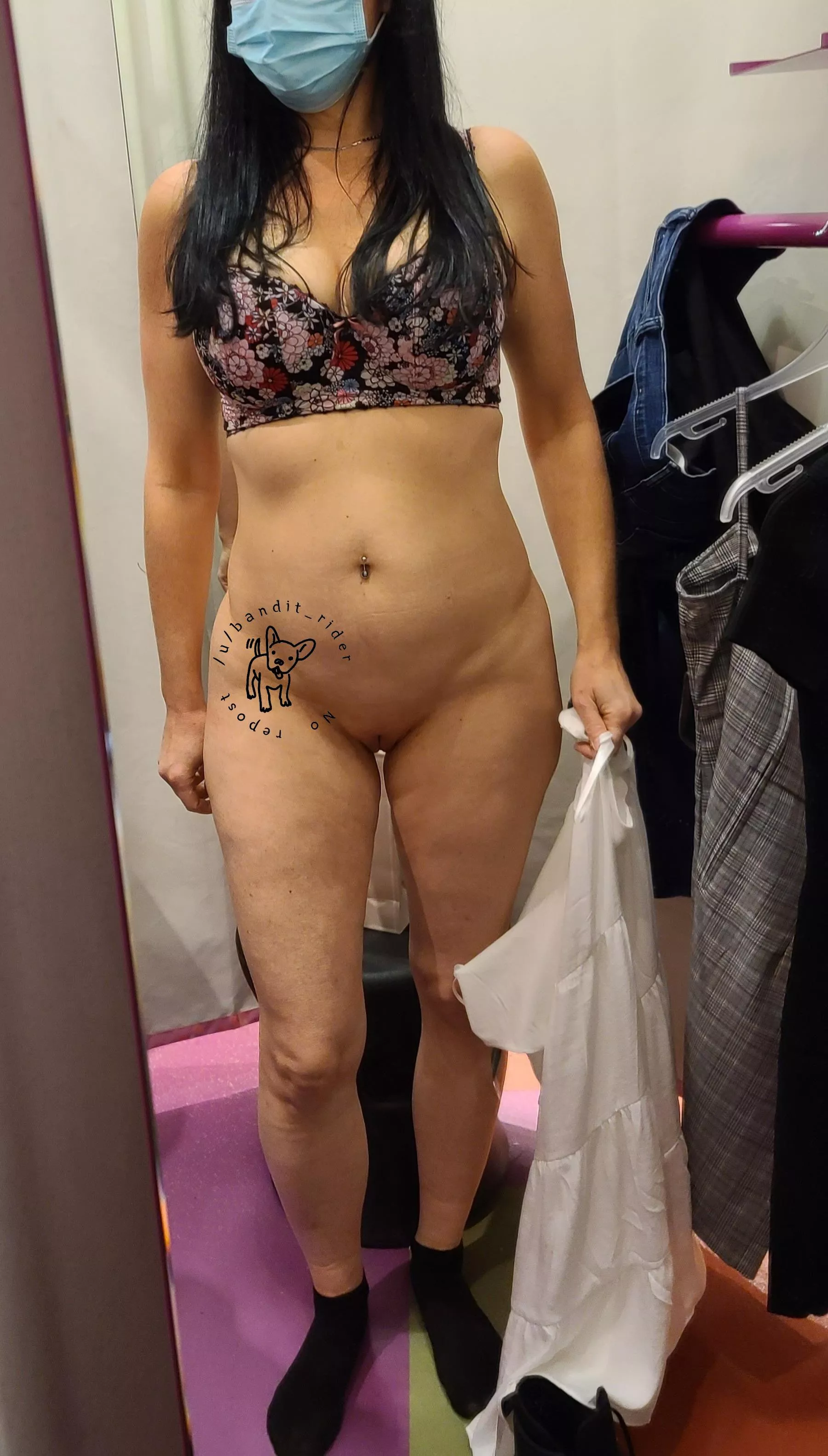 Still stuck with mask :( (F) 45 (OC) making shopping fun for hubby and others who wants to peek ðŸ˜‰ posted by bandit_rider