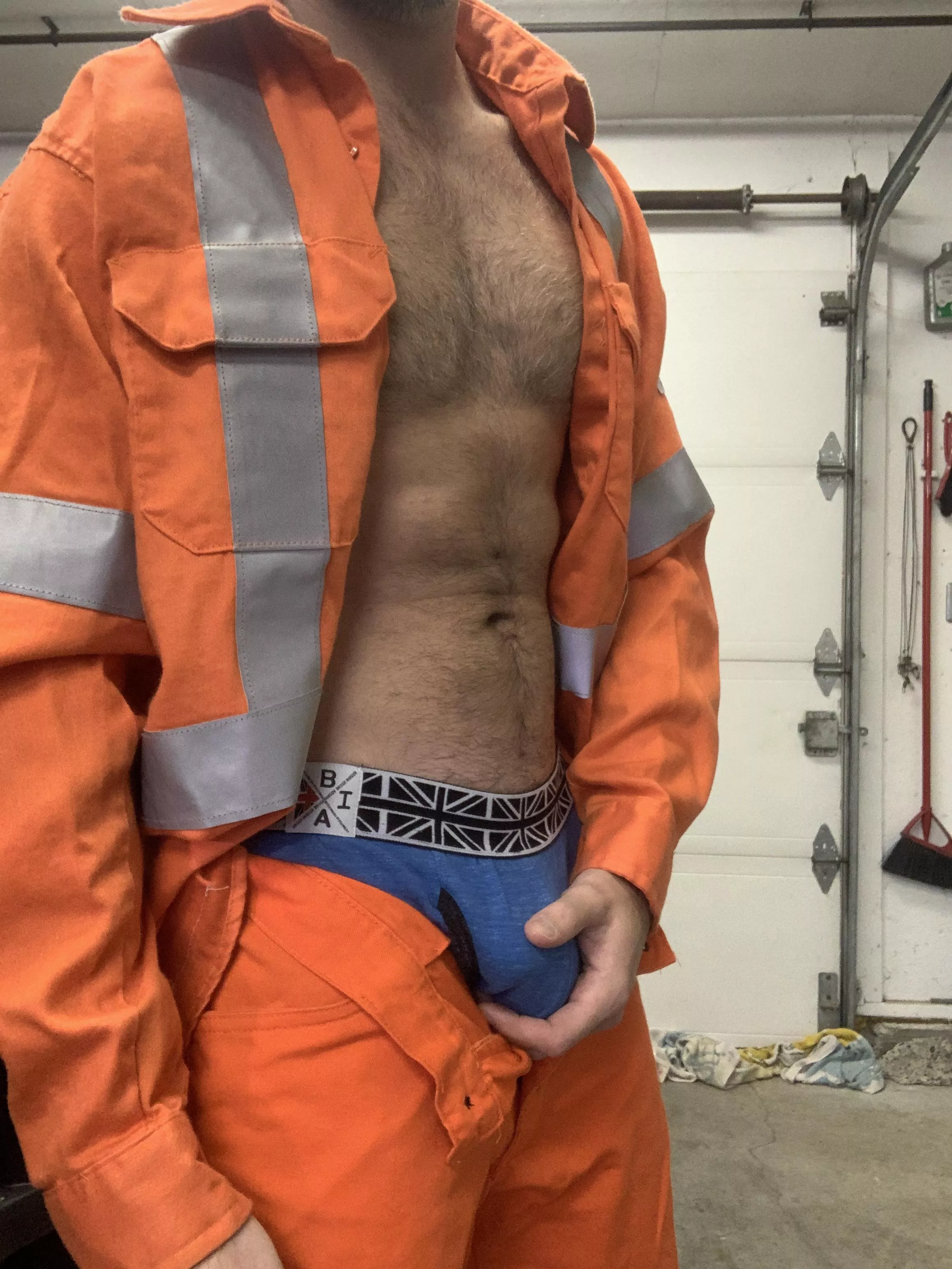 Stripping out of my construction work gear after a long sweaty day. posted by Flashy-Usual-7228