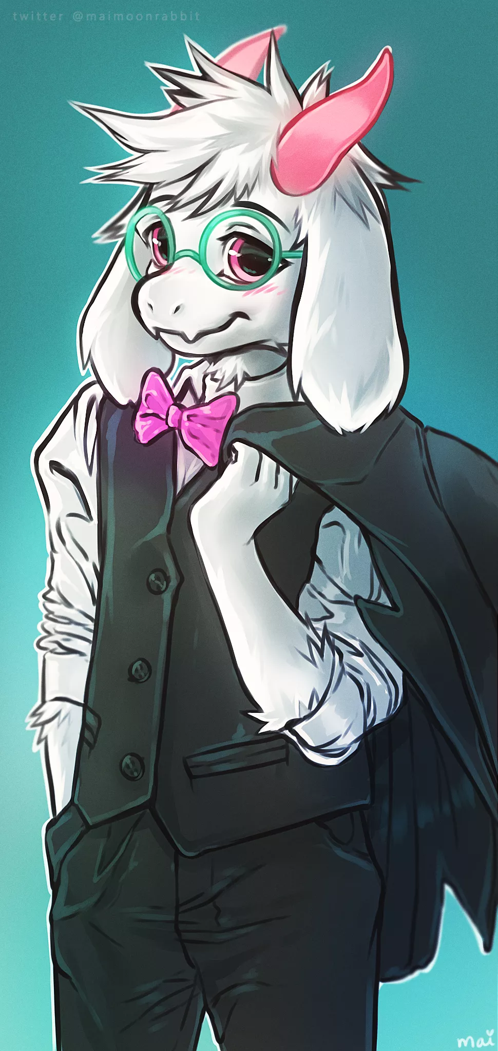 suave ralsei! [art by me @maimoonrabbit] posted by maimairabbit