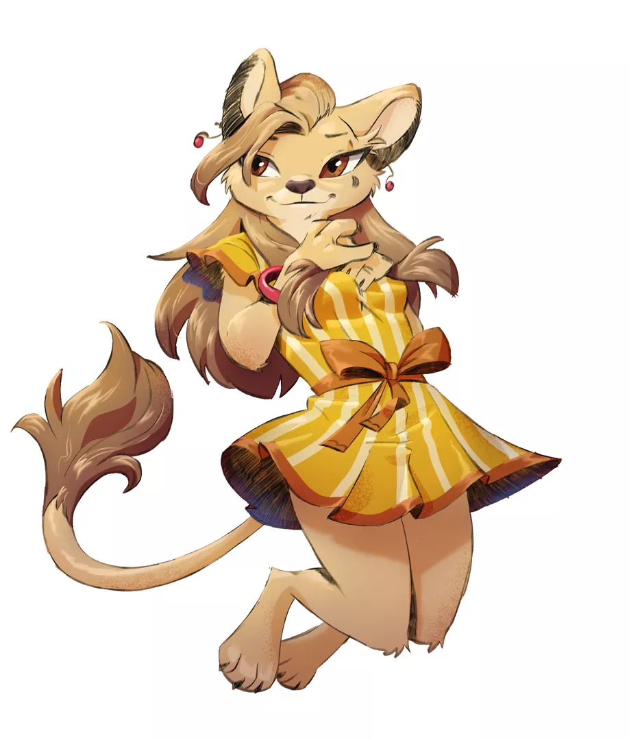 Sundress Lioness (art by @Ruffu_ on twitter) posted by Spoms_Maghetti