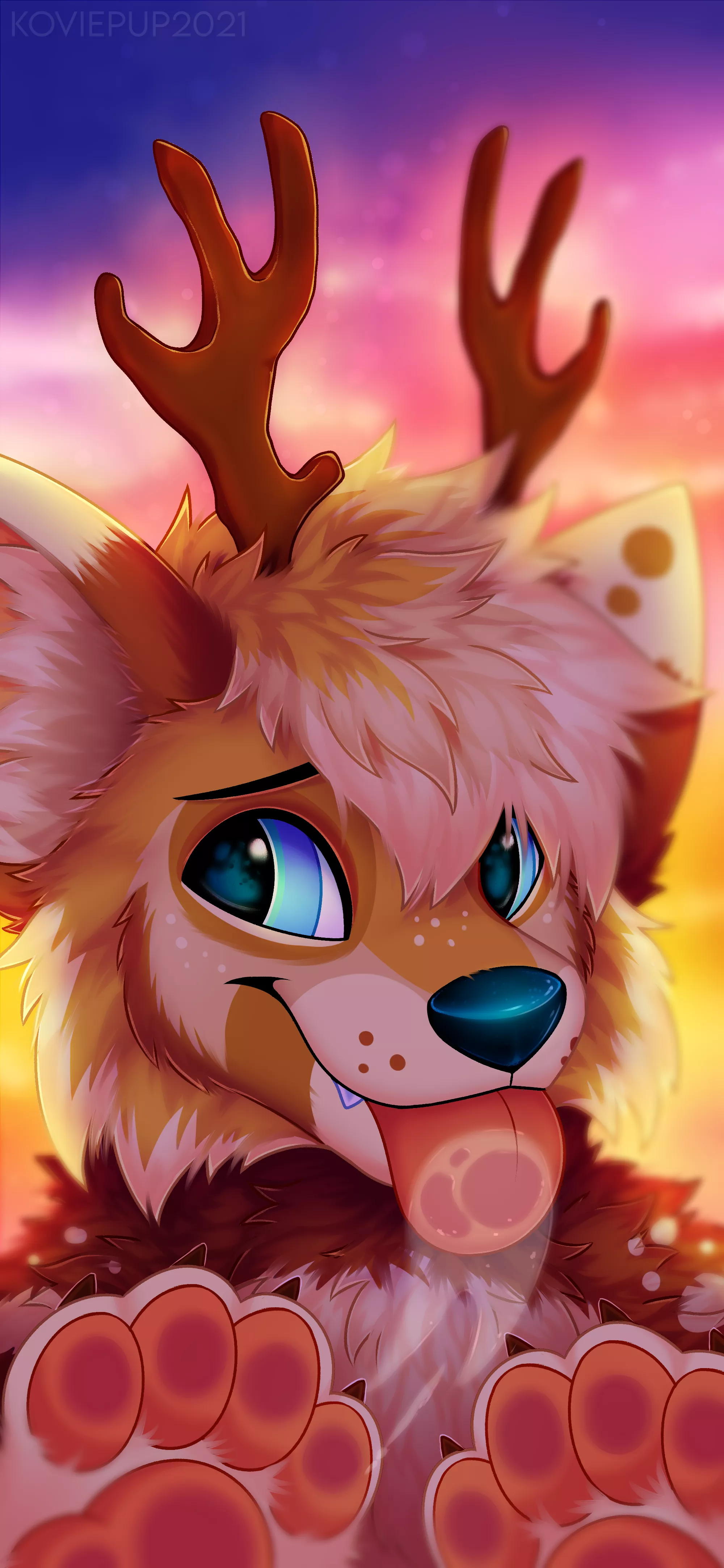 Sunset Deerdog [ art: me - KoviePup ] posted by Kovied