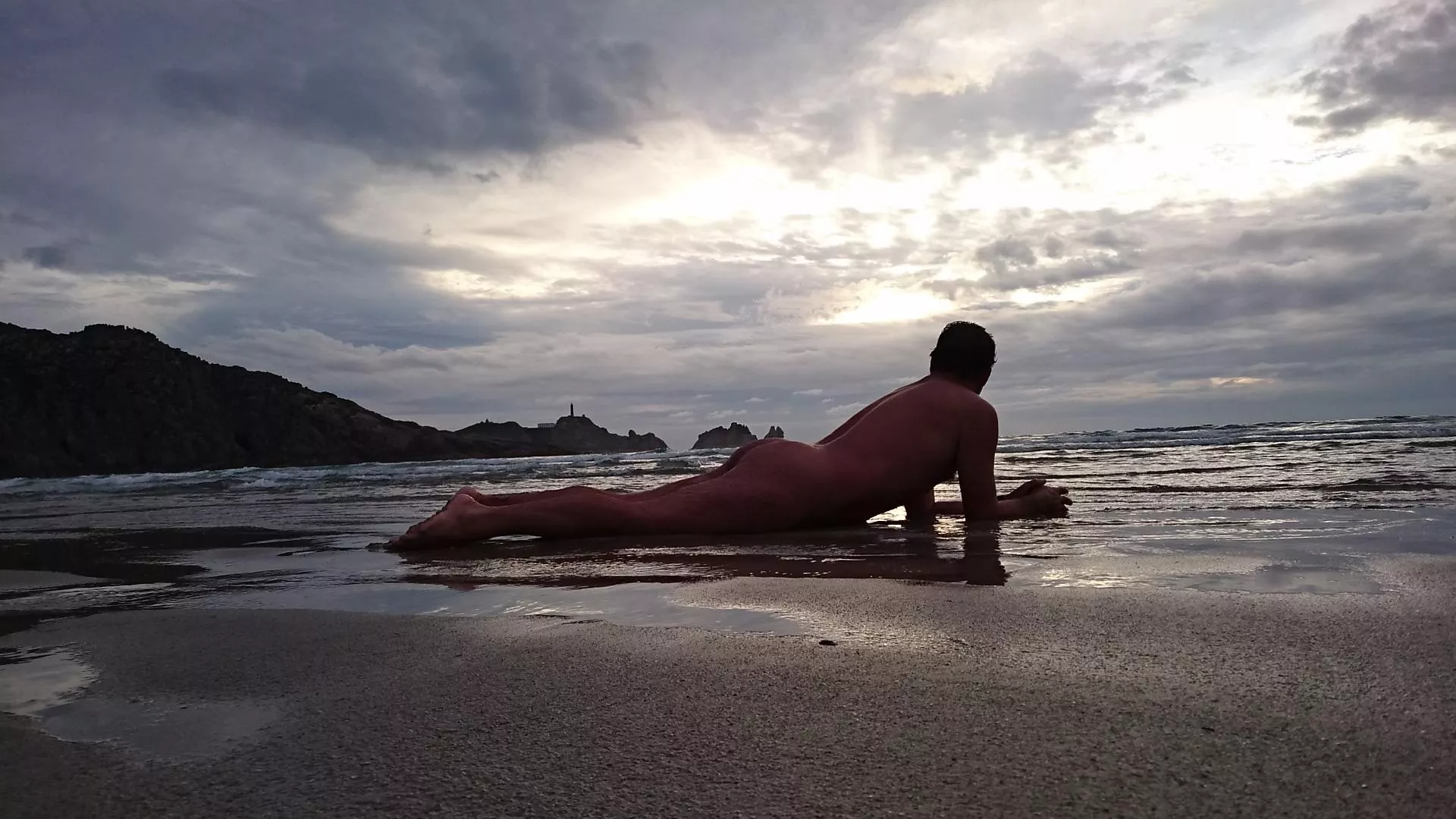 Sunset hunter. Cloudy day at the beach. Nude freedom posted by nakedbodyworld