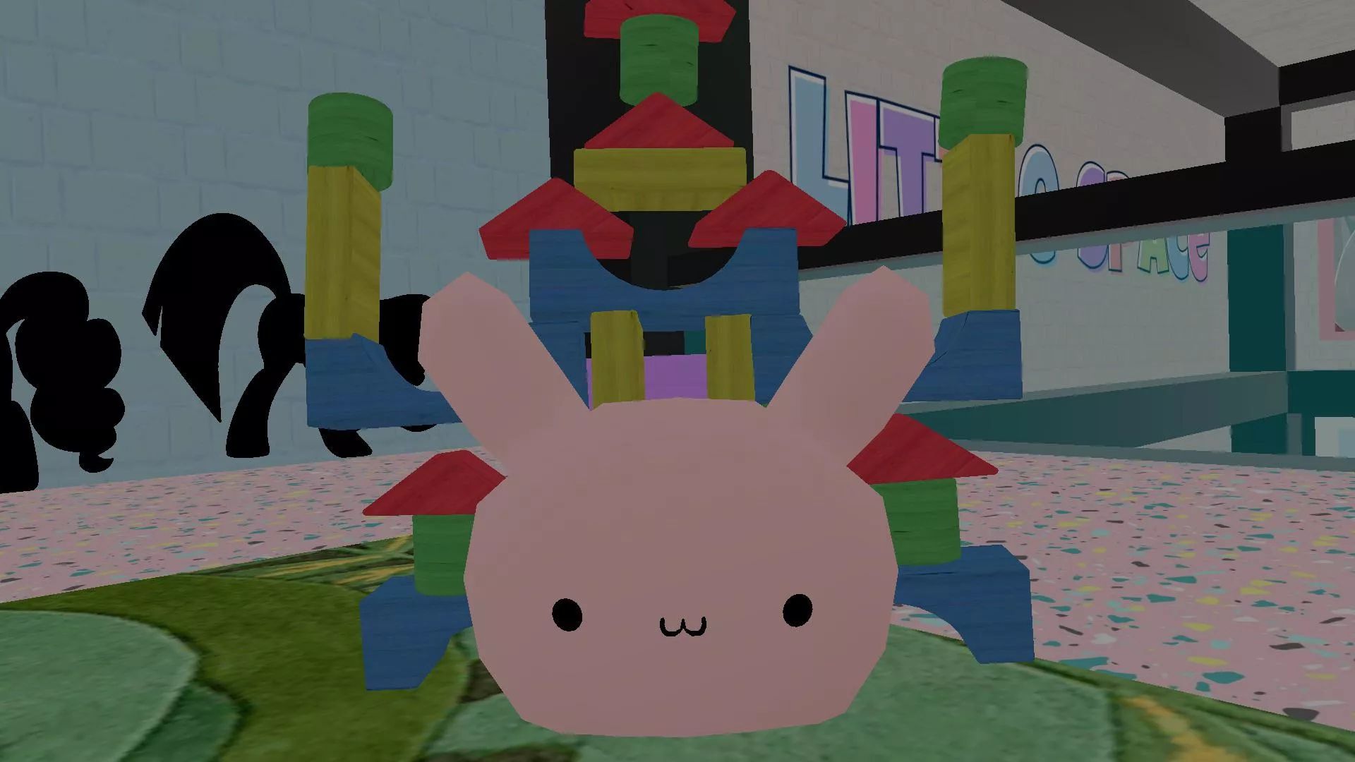 Super happy with hours this brick block tower thing turned out in VR Chat (Little Snack) the only thing that sucked that while in the process of making it, every time I was looking for another Robloxâ€™s someone jumbled my blocks and broke it every time  posted by Mixy-Chan