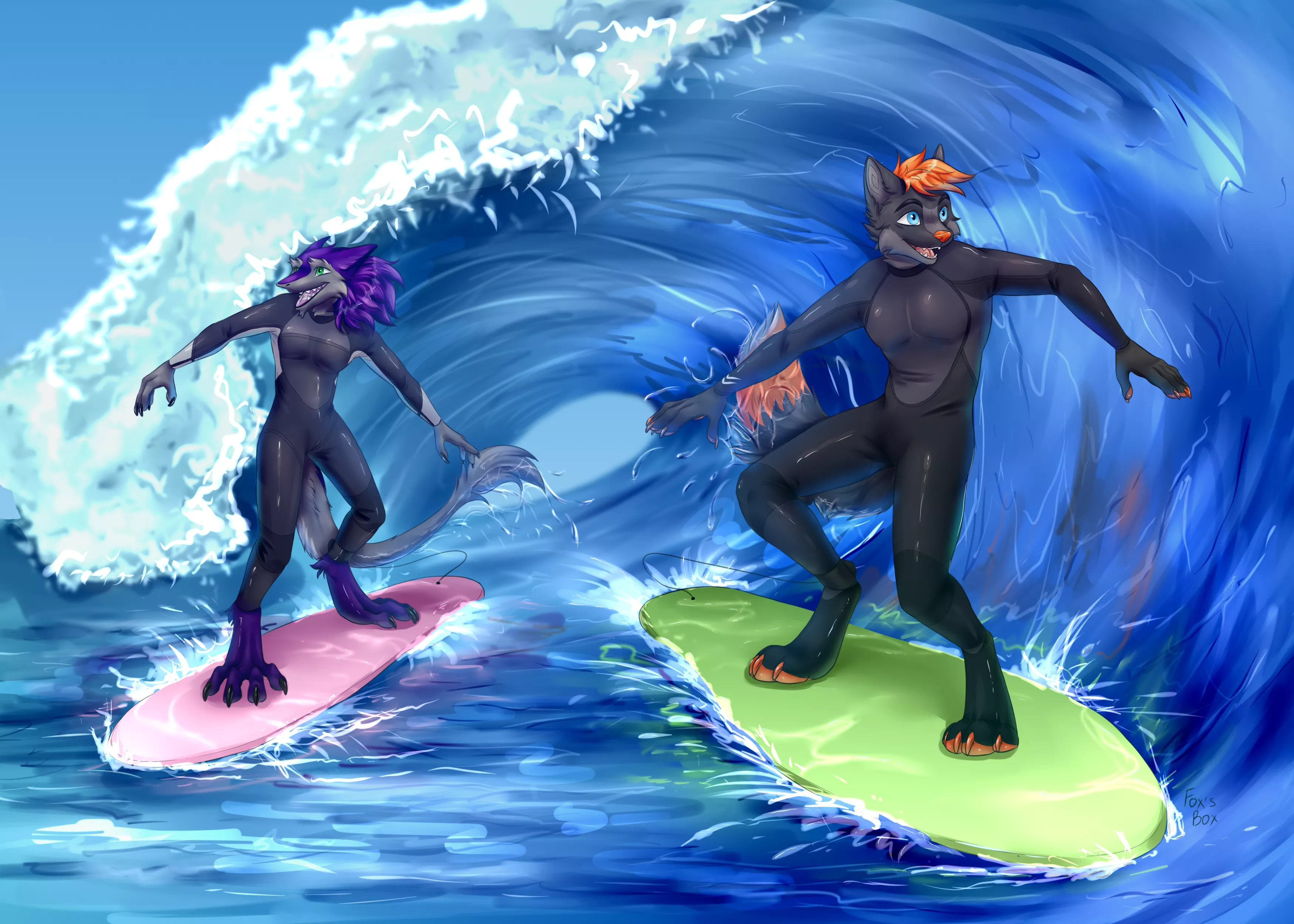 Surfing with cheese friend) [Art by: fox.sbox (FA)] posted by FullForceUral