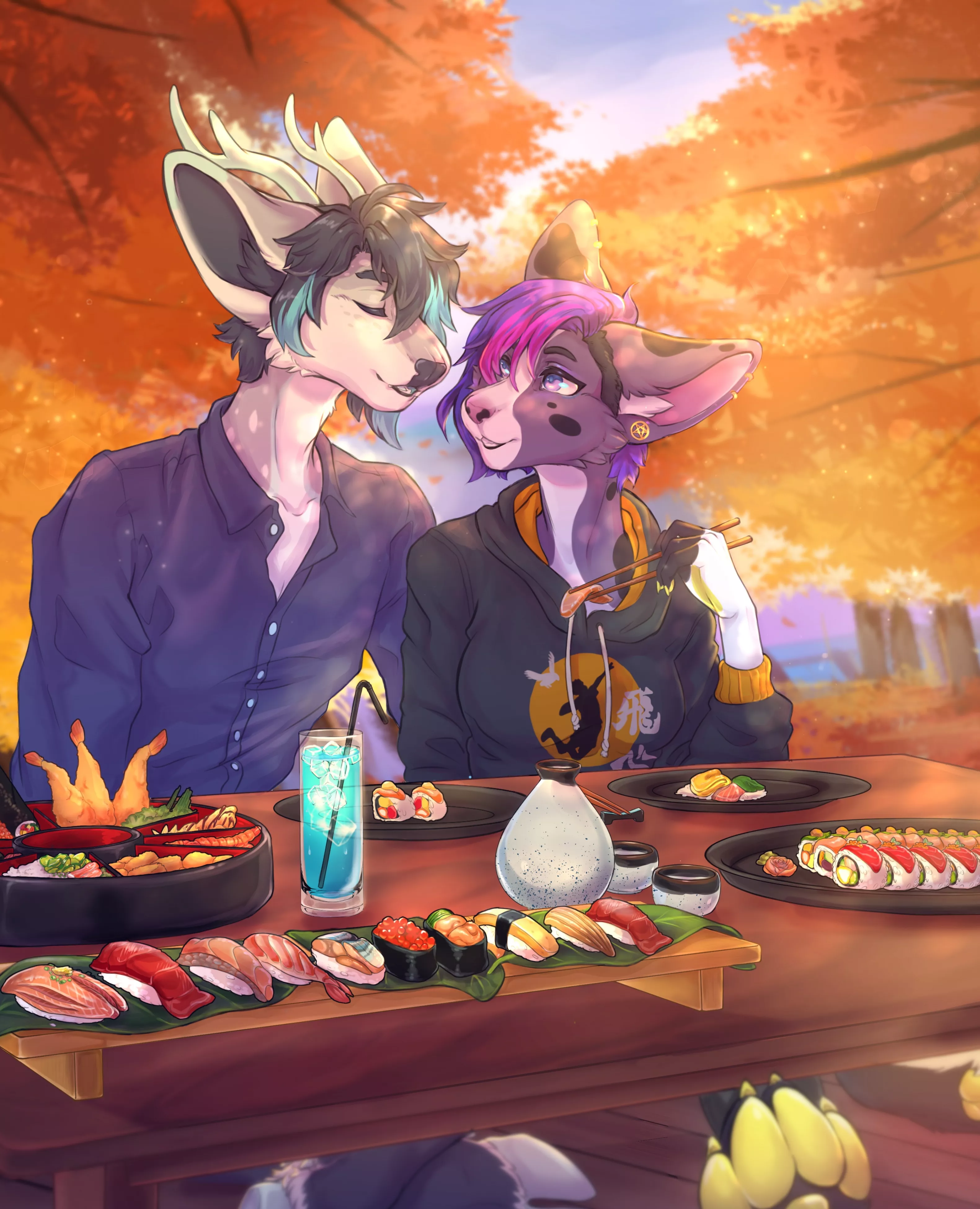 Sushi date (art by me @september_foxx on twt) posted by Autumnbadger