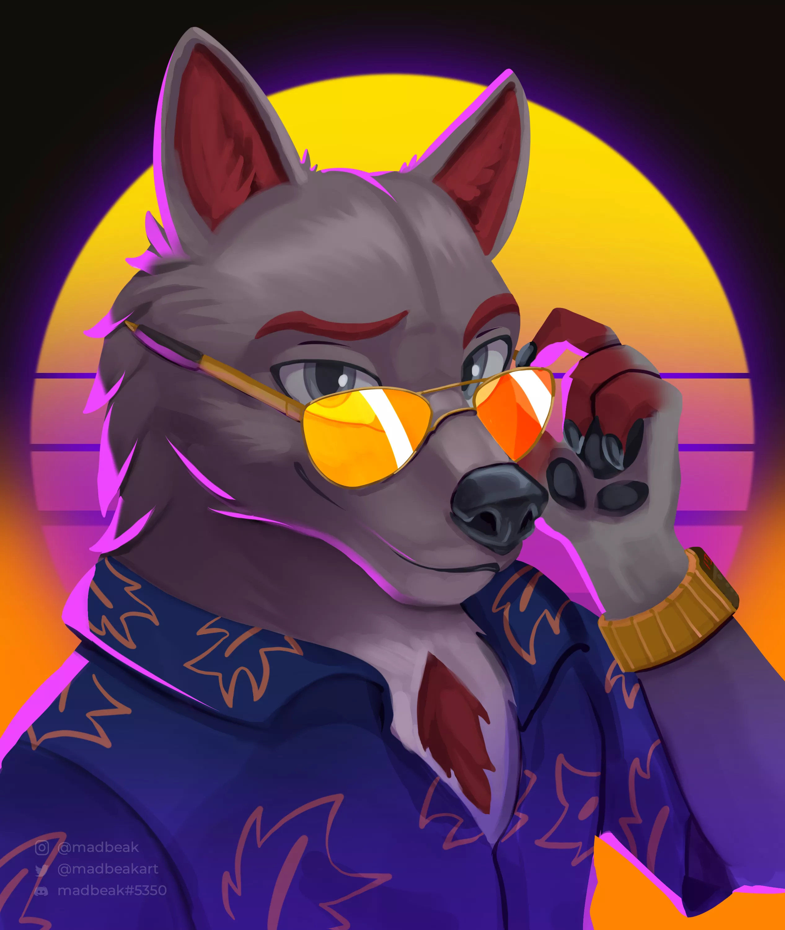 Synthwave awoo! Art by me! posted by madbeak