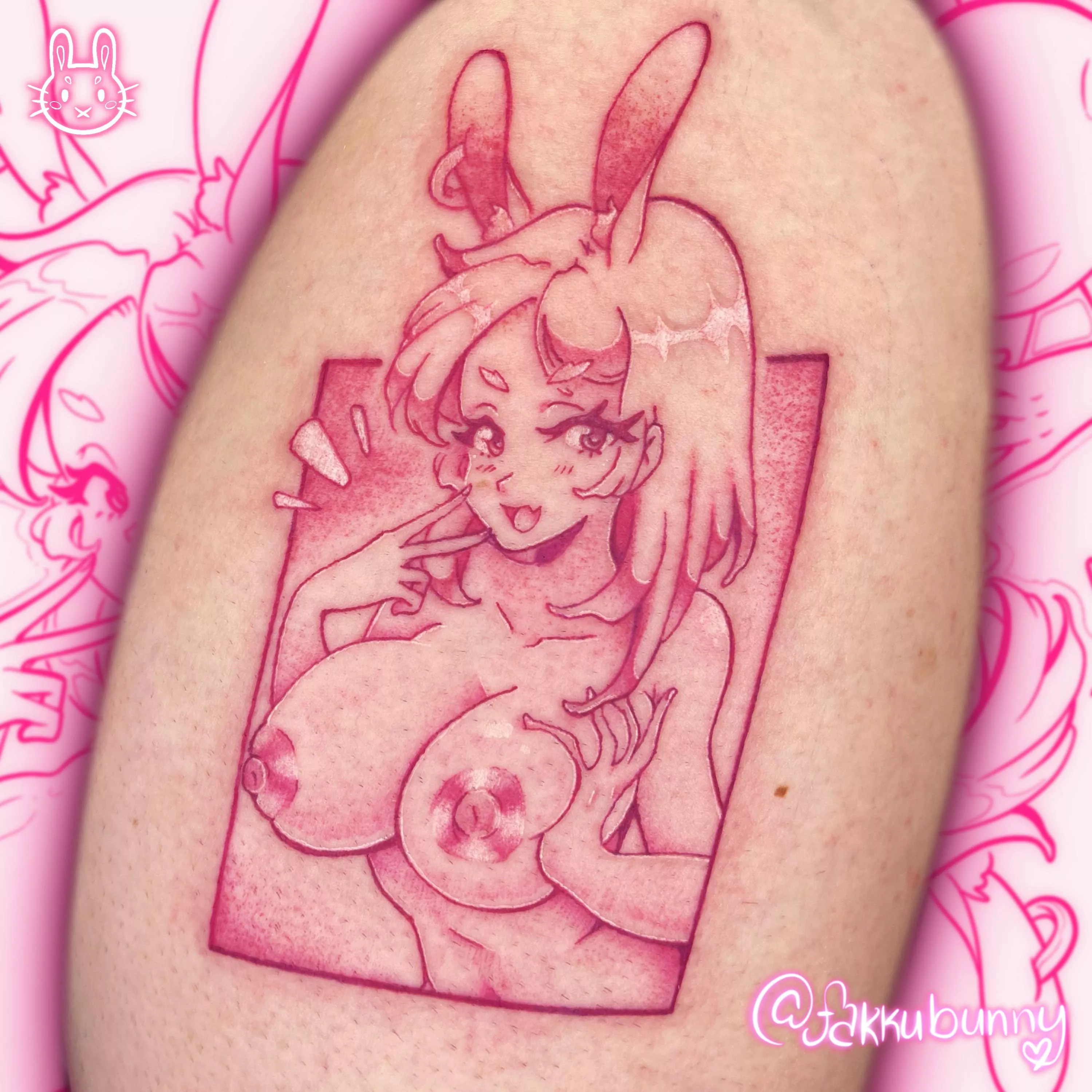 Tattooed this custom pink panel of one of my lewd girls. :) I hope it is okay to share!! posted by FakkuBunny