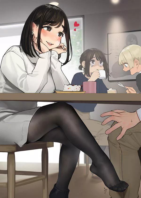 Teasing you with her foot under table [By: Yomu] posted by [deleted]