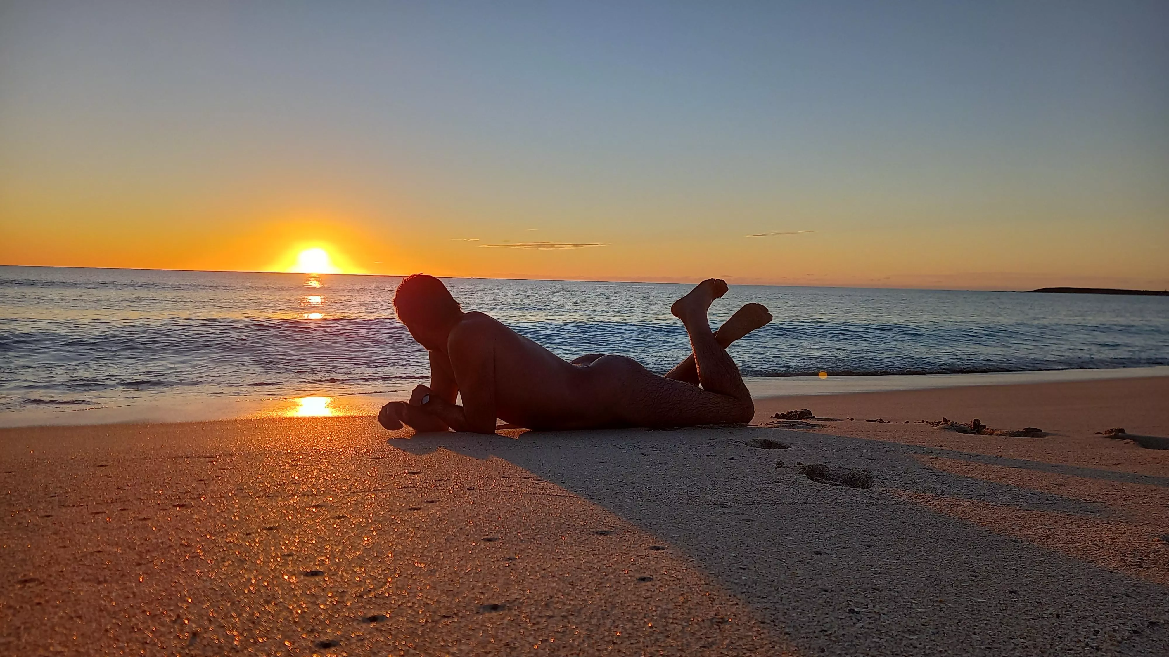 The best moment. Sunset nudist time posted by nakedbodyworld