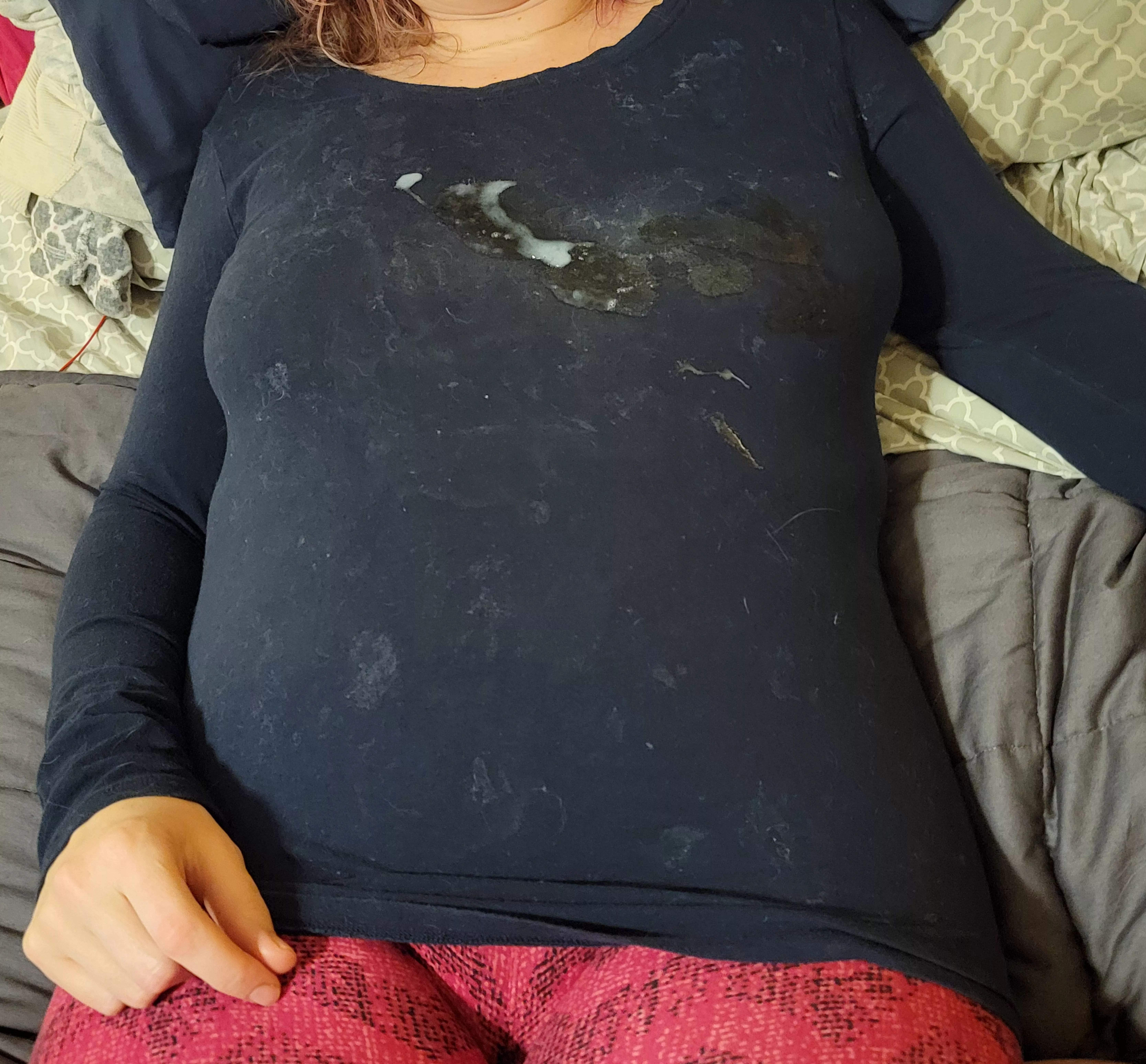 The latest load on my cumstained blouse posted by cumfoot2003