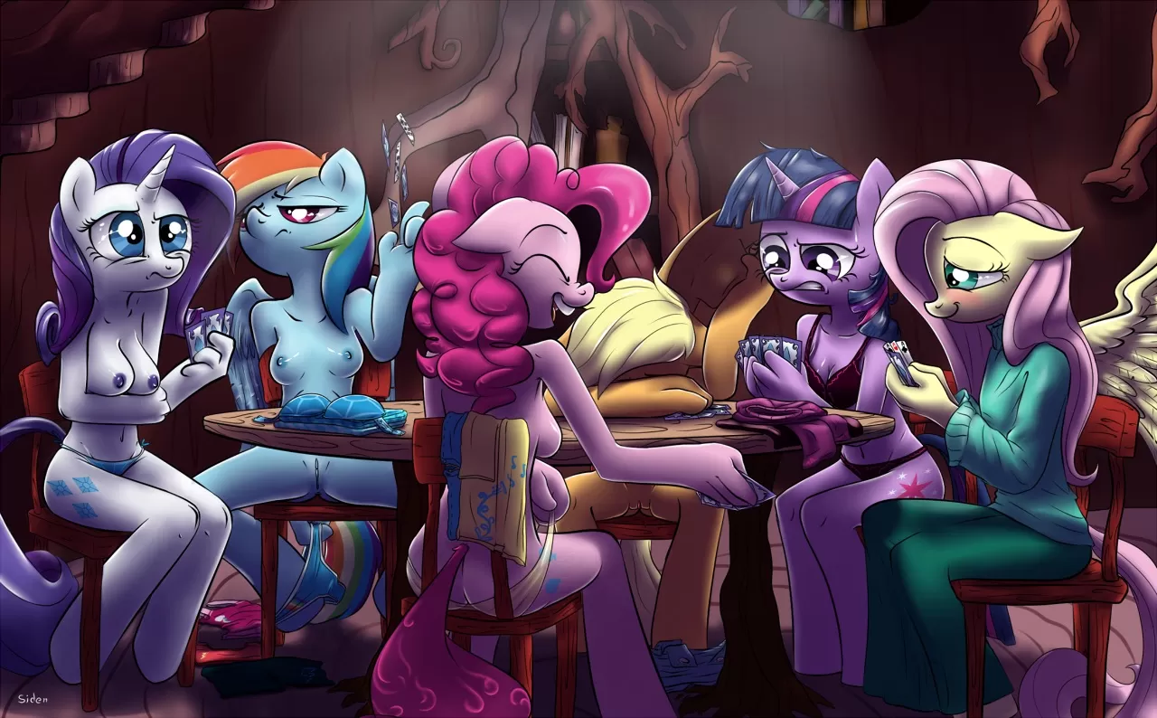 The Mane 6 towards the end of a game of strip poker (Siden) posted by myfriendscantknow